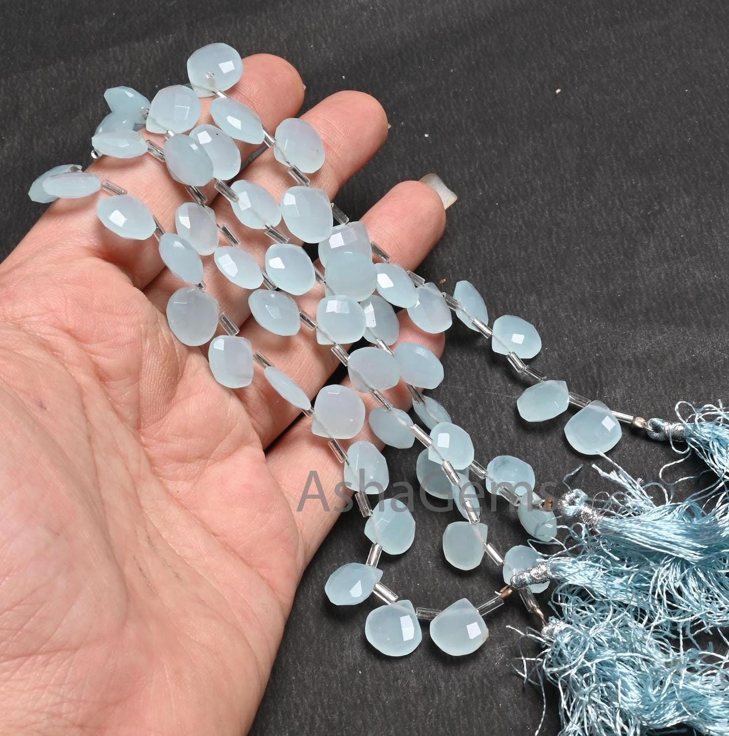 AAA Quality Aqua Chalcedony Color Hydro faceted Heart Beads,8" Aqua Blue Hydro Heart Briolette Checker Cut Beads For Jewelry Handicraft SALE