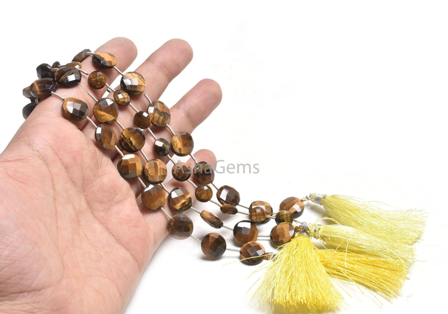 AAA Quality Tiger Eye Coin Shape Faceted Beads,8, 11 mm Natural Tiger Eye Fancy Straight Drill Coin Gemstone Beads Jewelry making Craft SALE