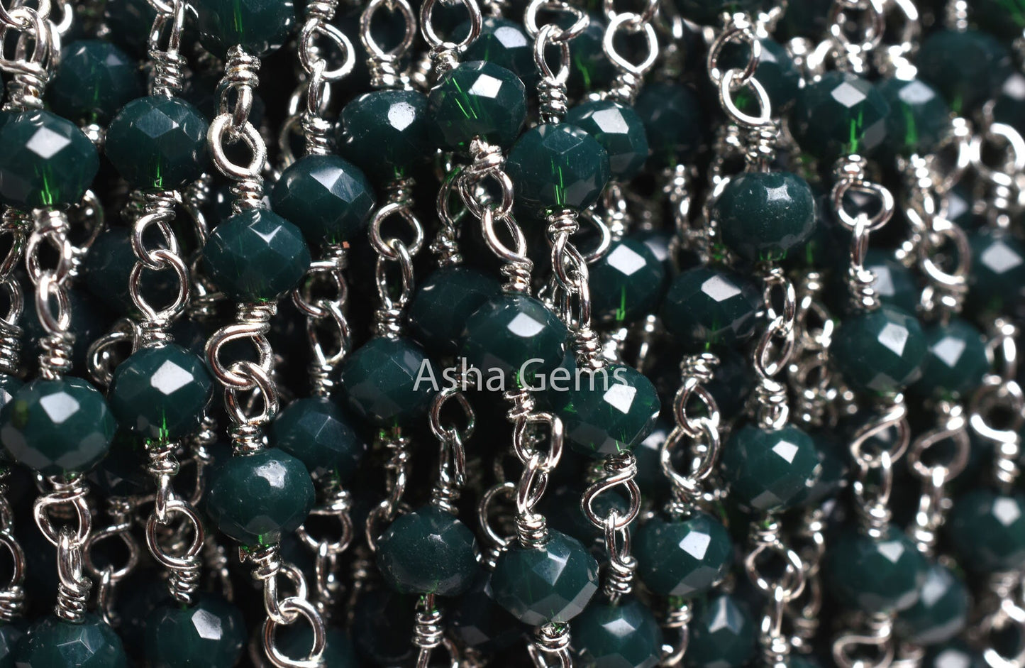 1,3,5,10,50 Ft Green Emerald Hydro Faceted Rondelle Beaded Rosary Chain,Silver,Rose Gold Plated Wire,Jewelry Making Finding,Chain 3-3.5mm