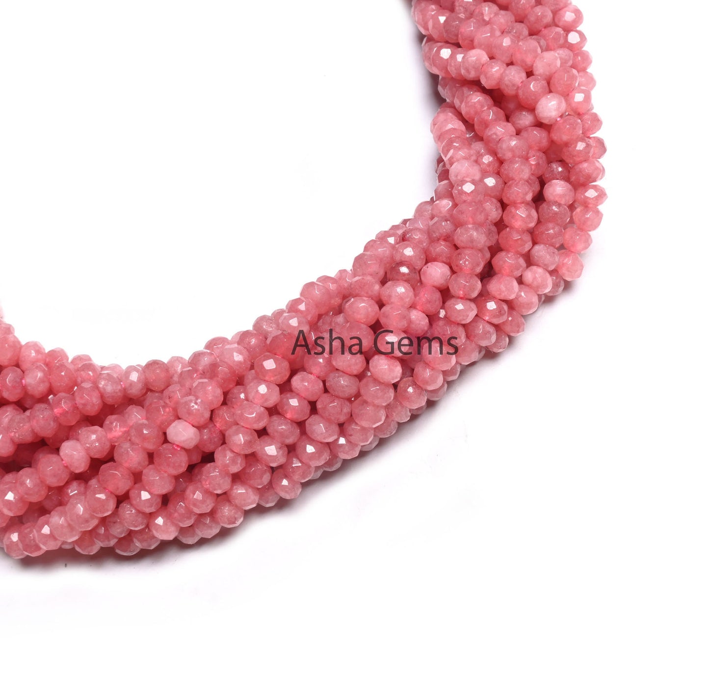 Beautiful Pink Jade Quartz faceted Rondelle Shape Beads,4.5mm Fine Jade Quartz machine cut Gemstone Loose Bead For Jewelry Making Craft SALE