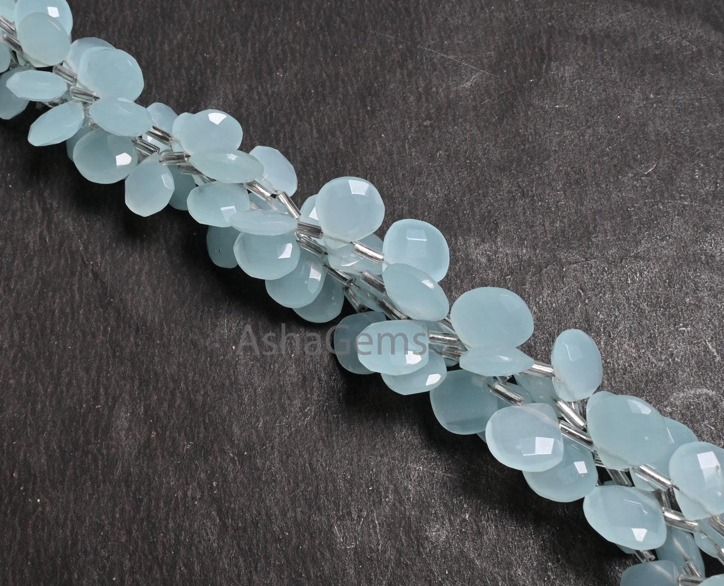 AAA Quality Aqua Chalcedony Color Hydro faceted Heart Beads,8" Aqua Blue Hydro Heart Briolette Checker Cut Beads For Jewelry Handicraft SALE