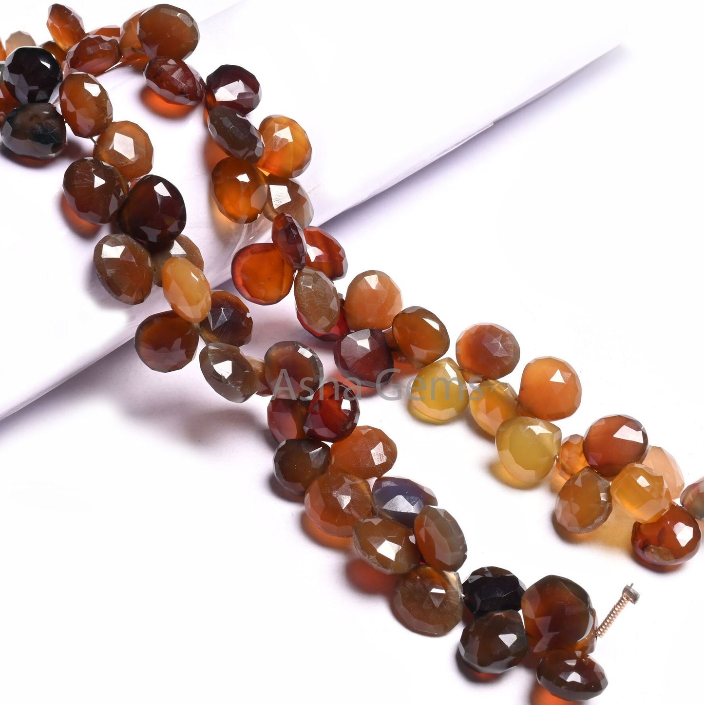 Fine Quality Shaded Dusky Brown Chalcedony Faceted Heart Shape Beada,7.5" Chalcedony Heart Briolette Gemstone Bead Jewelry Making Craft SALE