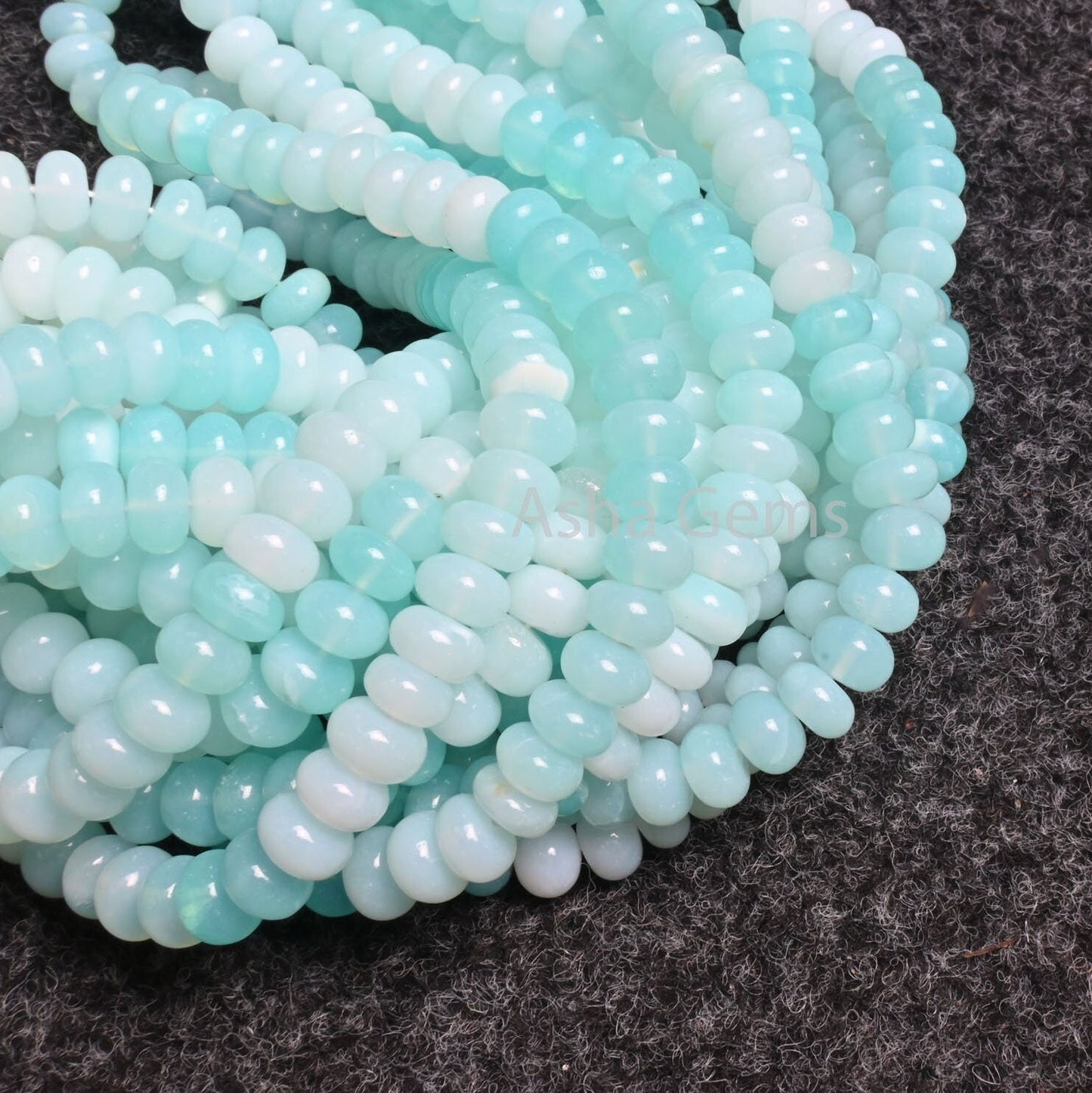 AAA Quality Sky Blue Peru Opal Rondelle Shape Smooth Beads, Beautiful Peruvian Opal Shaded Smooth Gemstone Bead Necklace jewelry Making SALE