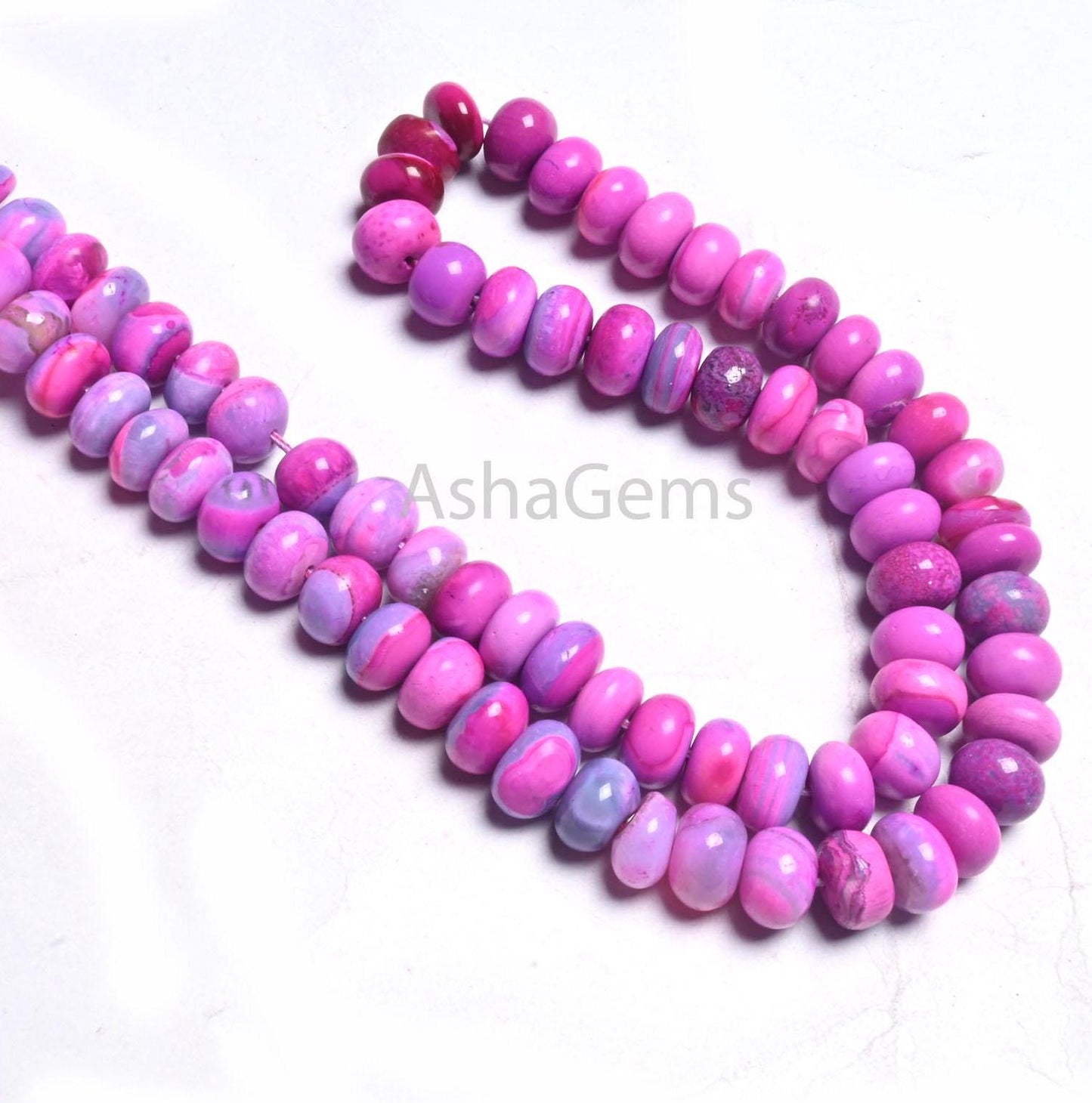 Beautiful Hot Pink Opal Smooth Rondelle Gemstone Beads, Shaded Pink Blue Opal Plain Handmade Bead AAA Opal Bead Jewelry Making Necklace SALE