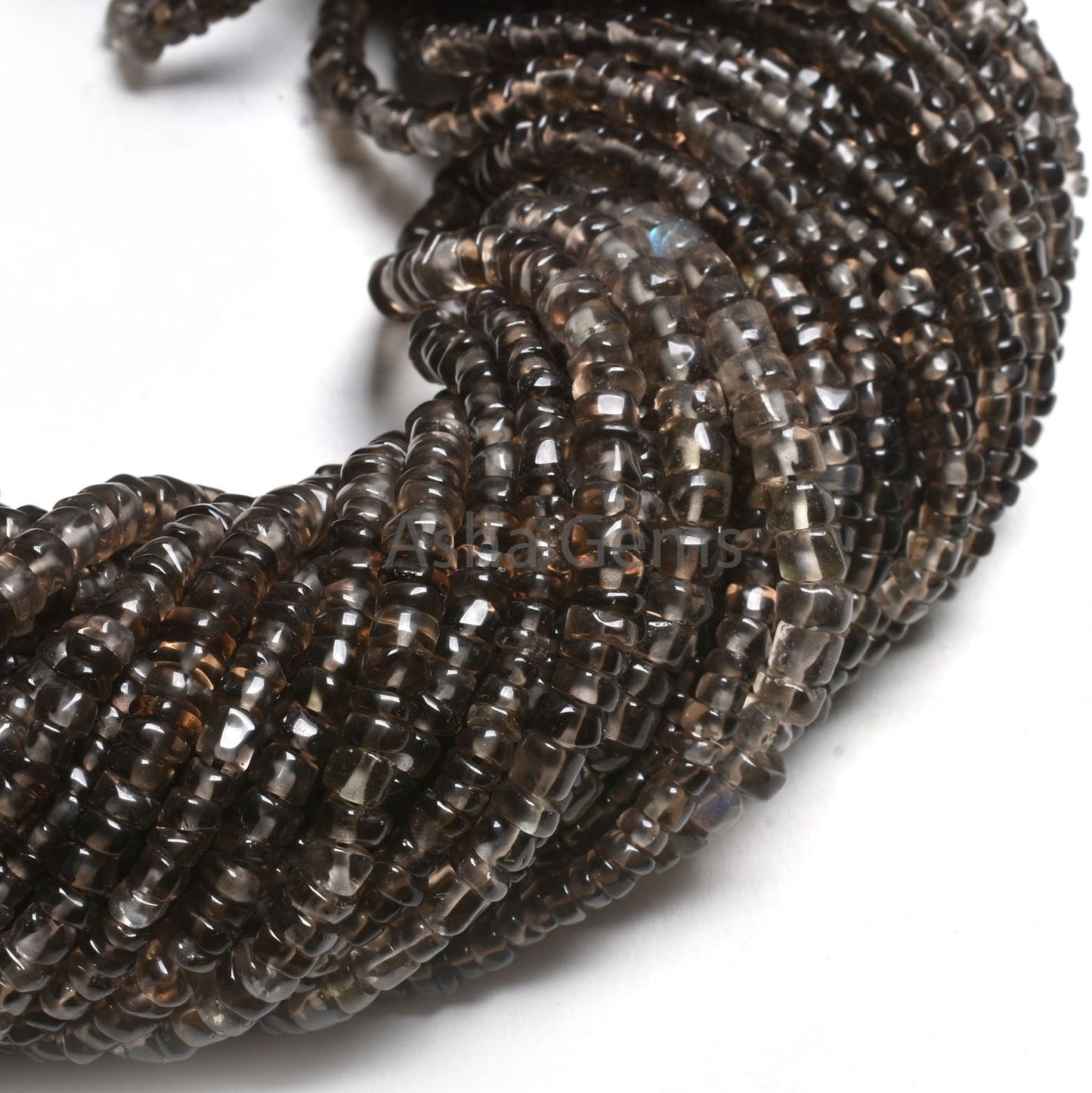 Beautiful Smoky Quartz Smooth Uneven Shape Rondelle Handmade Gemstone Beads,12" Strand Natural Smoky Beads, Smoky Plain Beads Jewelry Making