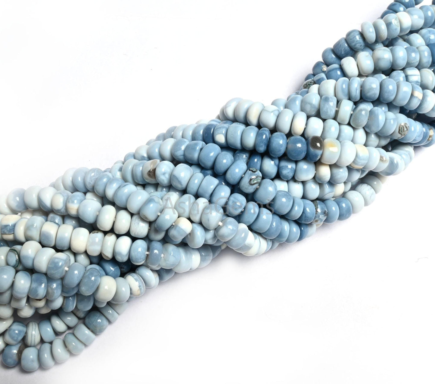 Beautiful Blue Oregon Opal Smooth Gemstone Beads, Shaded Blue White Opal Plain Handmade Rondelle Uneven Beads, Pigeon blue Opal jewelry SALE