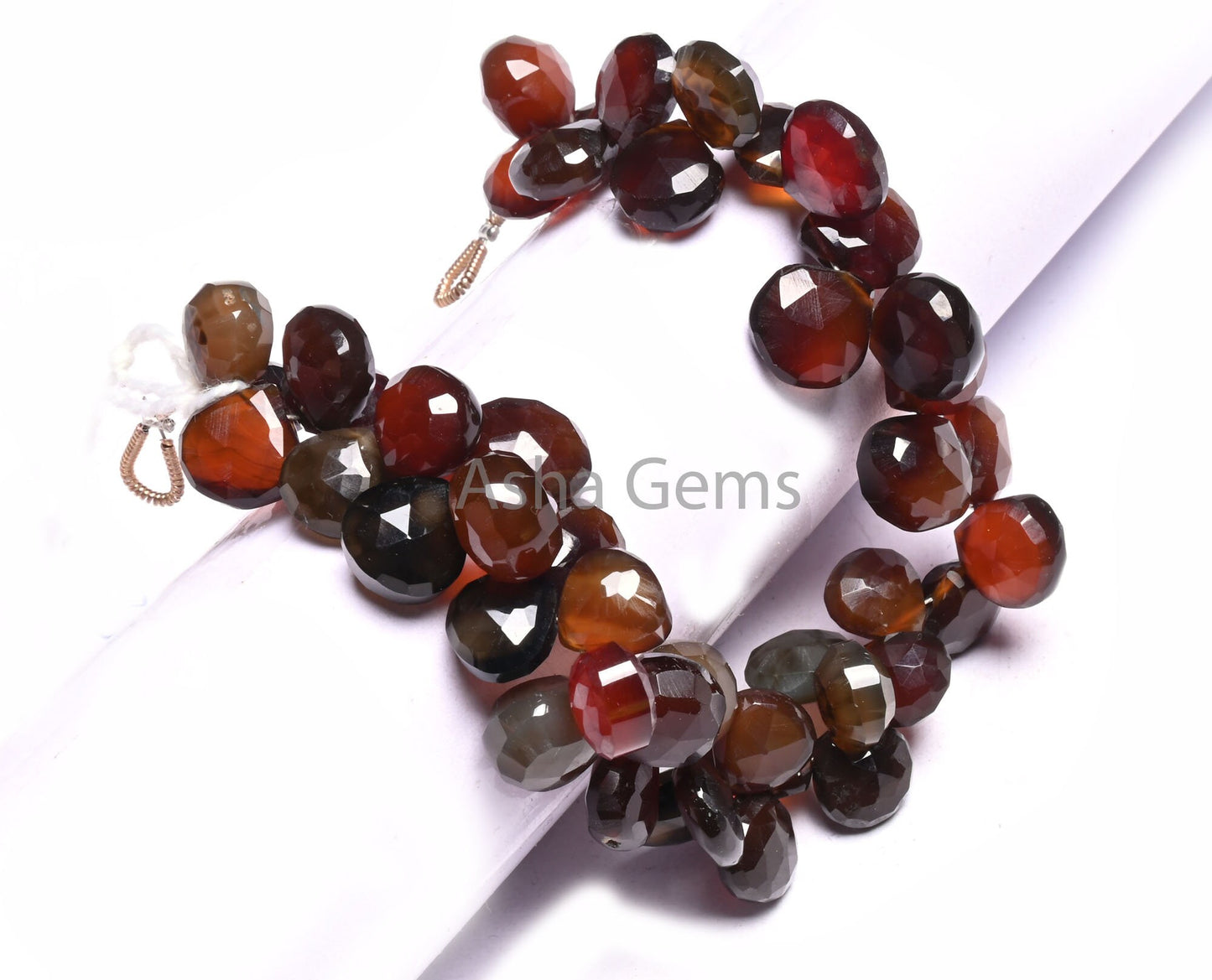 Beautiful Chalcedony Heart Shape faceted Gemstone Bead,7" Multi Maroon Brown Chalcedony Heart Briolette Both Side Loop Side Drill Bead Craft