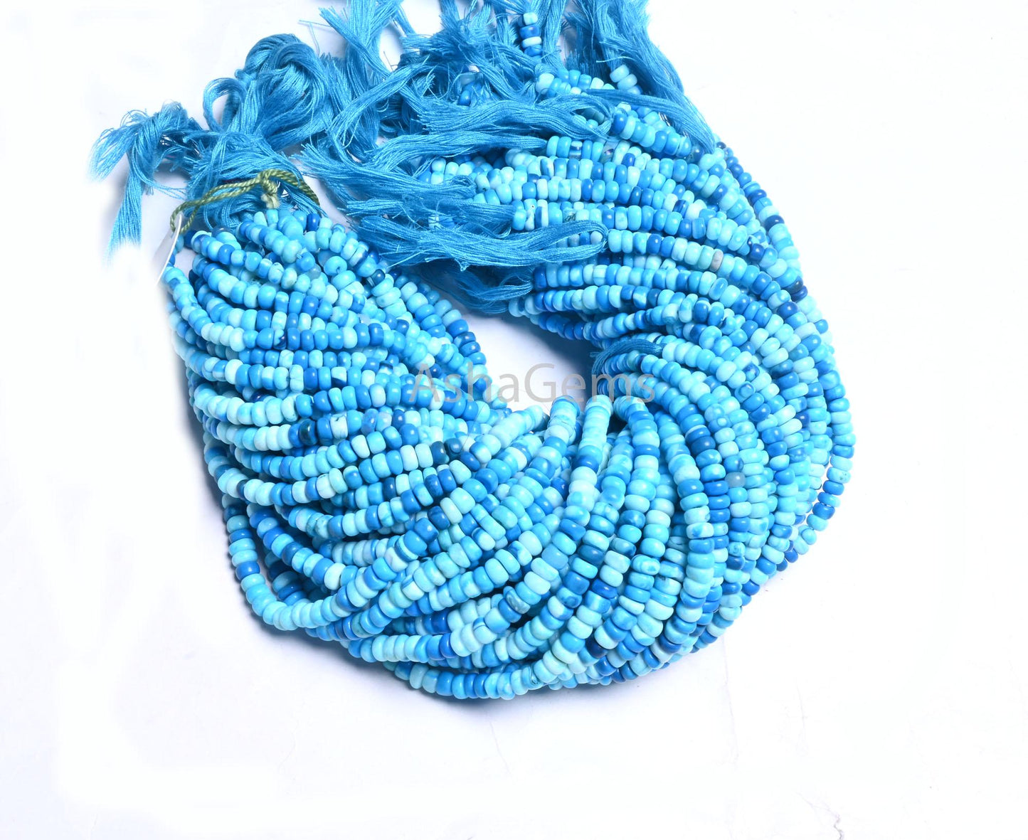 Beautiful Blue Opal Rondelle Shape Gemstone Beads, Shaded Turquoise Blue Opal Handmade Flat Rondelle Uneven Beads Jewelry Making Craft SALE