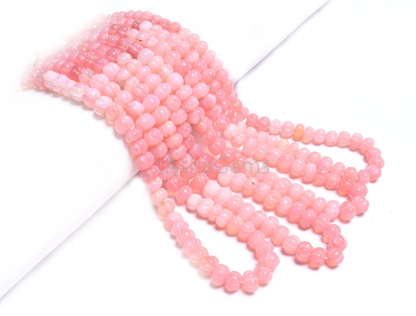 Beautiful Pink Opal Carved Watermelon Shape Beads, Fine Shaded Pink Opal Carving Beads, Opal Melon Hand Carve Pumpkin Gemstone Beads Jewelry