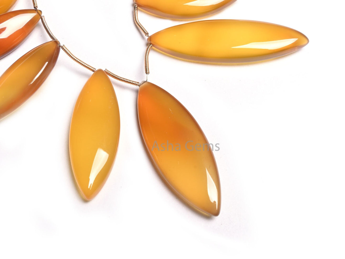 Shaded Yellow Chalcedony Fancy Marquise Shape Beads, AAA Chalcedony Smooth Handmade Marquise Side Drill Chalcedony Beads Jewelry Making SALE