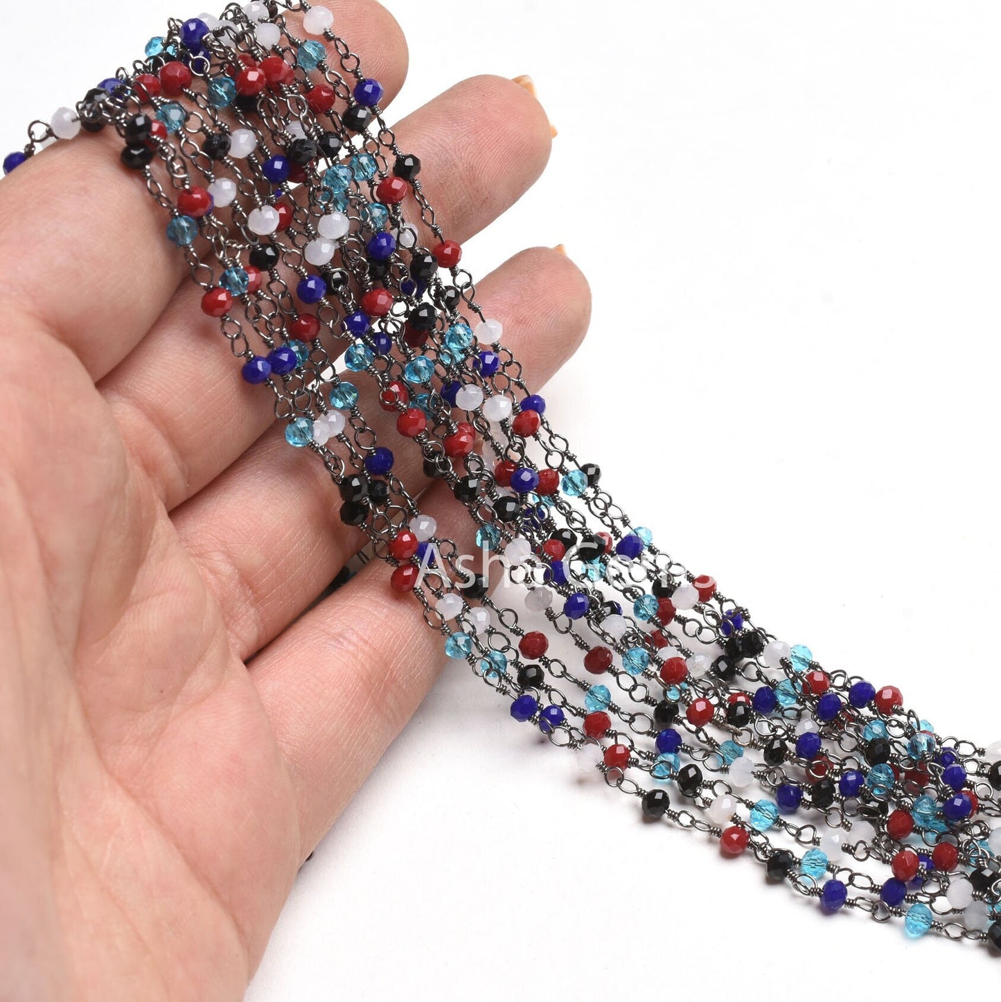 Rosary Chain Disco Micro Cut Beads Chain By Feet,Multi Color Hydro Rondelle Beaded Chain Black Plated Wire Gunmetal Chain jewelry Craft SALE