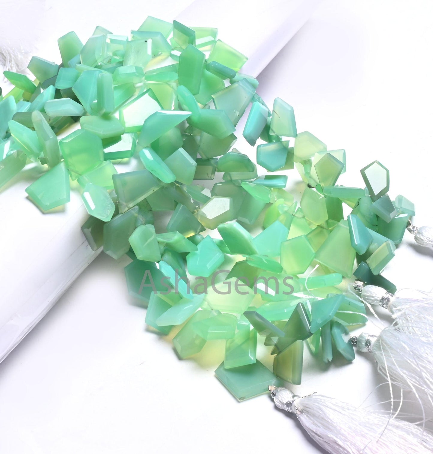 AAA Green Chalcedony Fancy Flat Nugget Gemstone Beads,Chryso Chalcedony uneven Shape table cut Faceted Slice Briolette Beads Jewelry Crafts (AG 18676 )