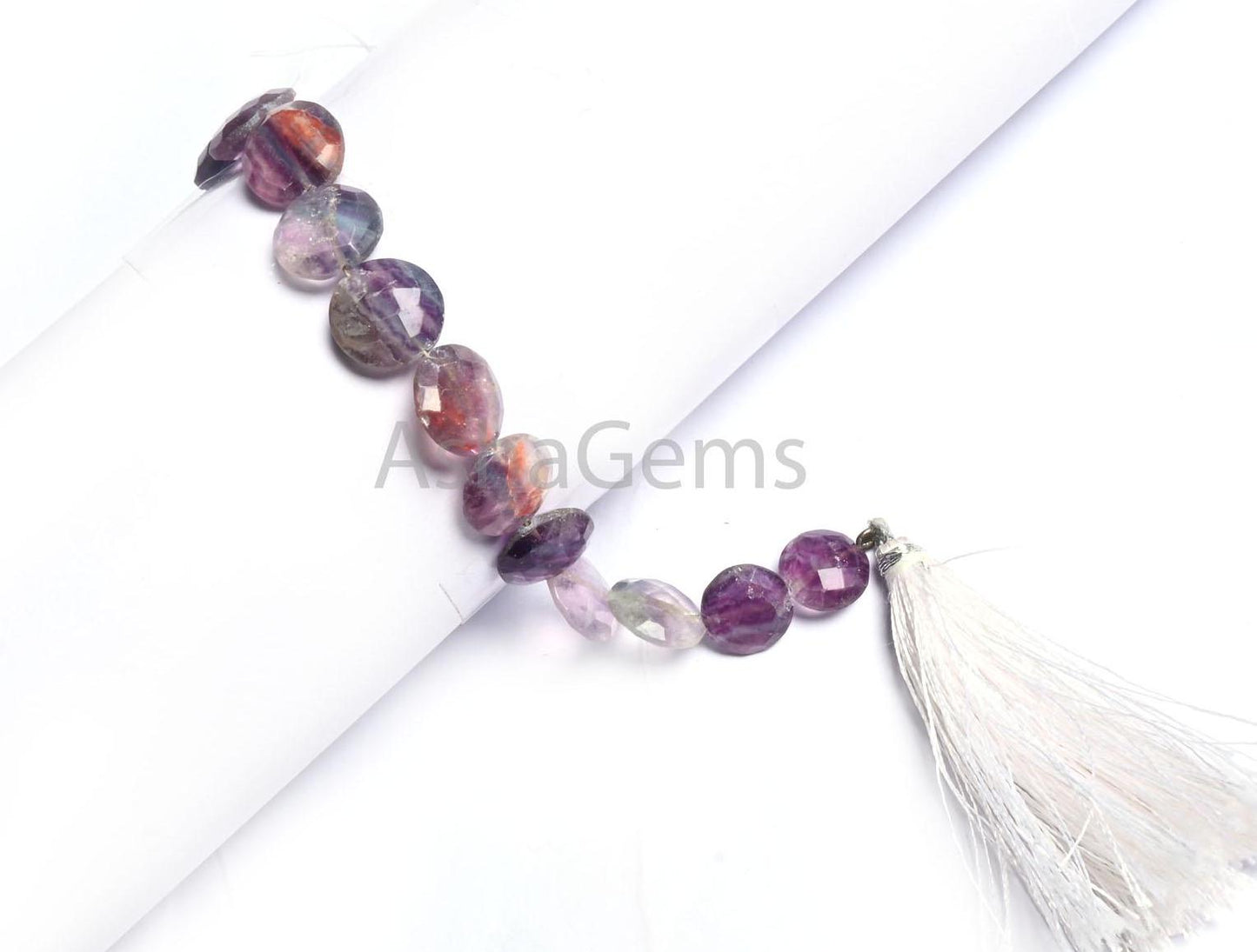 11 mm Natural Purple Fluorite Coin Shape Faceted Gemstone Beads, Rare Shaded Bio Fluorite Coin Briolette Straight Drill Beads Jewelry Making