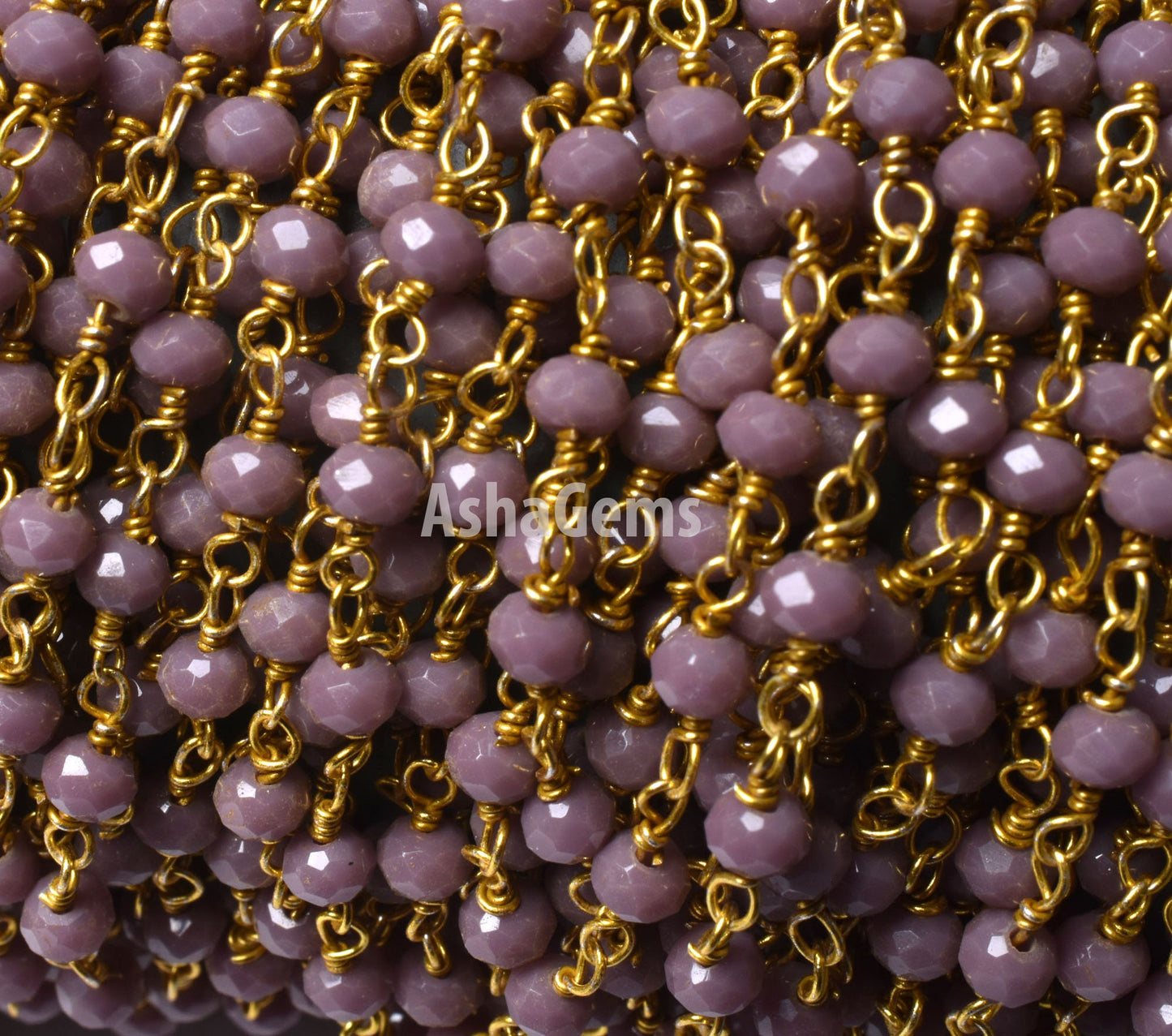 1,10,50 Feet Lavender Hydro Faceted Rondelle Beads Rosary Chain,3 mm Gold Plated Wire Wrap Beaded Handmade Rosary Chain Jewelry making Craft