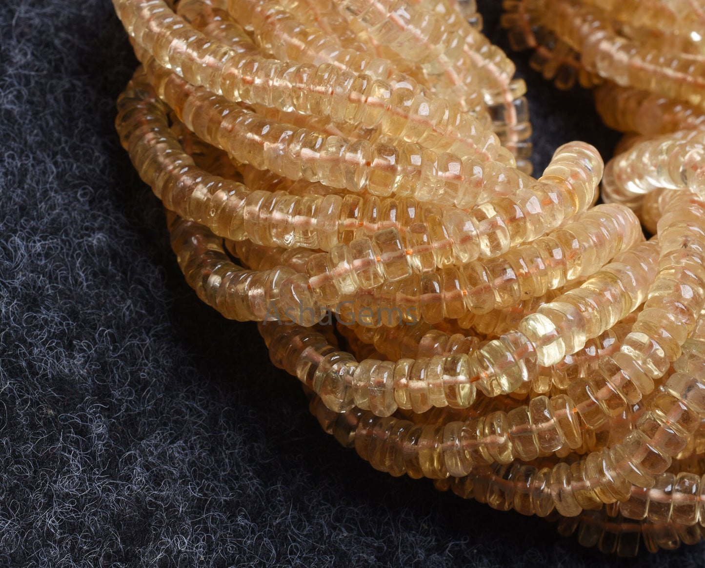 Citrine Quartz Smooth Heishi Tyre Shape Gemstone Beads, Natural Yellow Citrine Flat tyre Beads, Fine Citrine Beads For Jewelry Necklace SALE