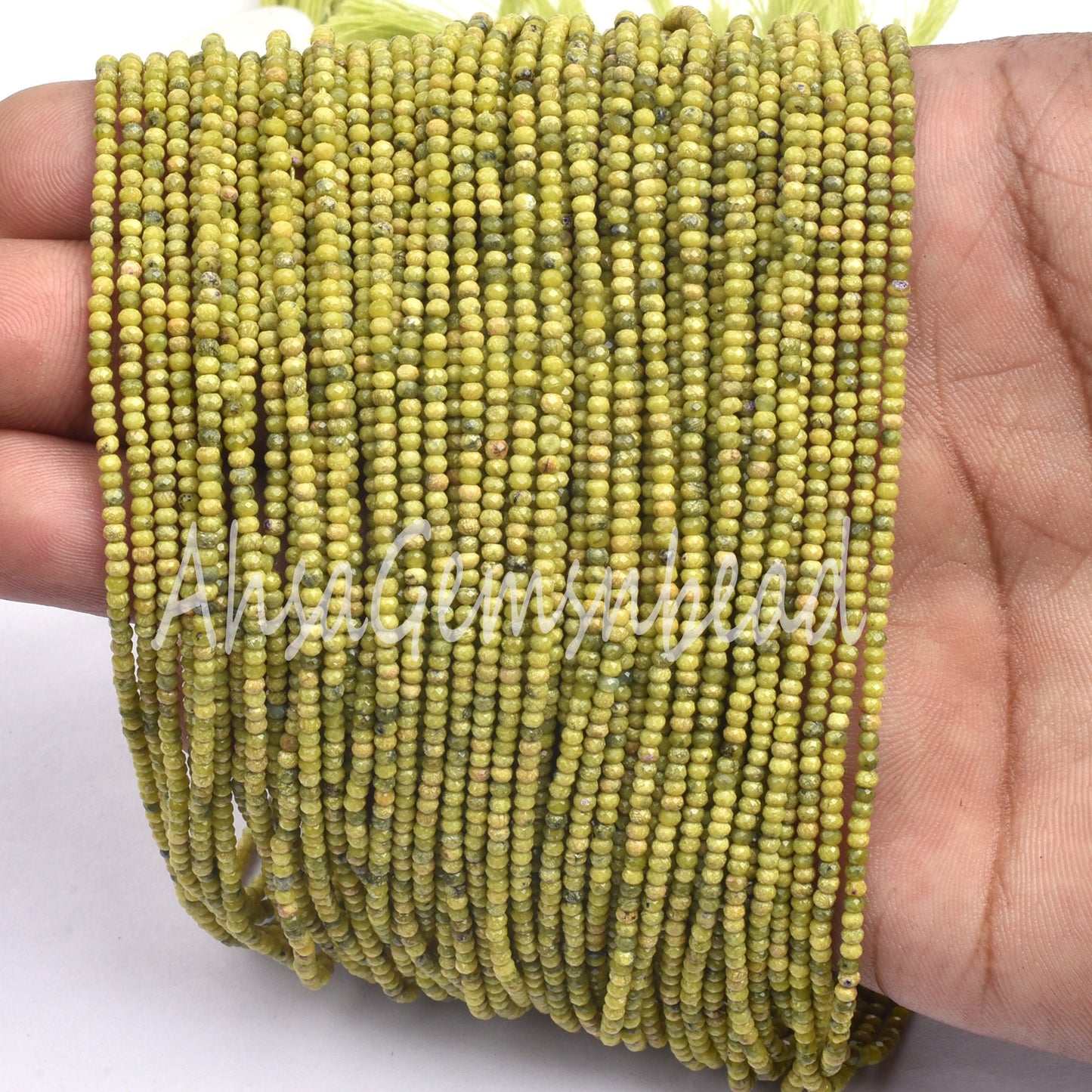2 mm Beautiful Green Opal Micro Cut Faceted Rondelle Shape Beads,13"Strand Opal Machine Cut Gemstone Tiny Beads Green Opal Bead Jewelry SALE (AG 15042)