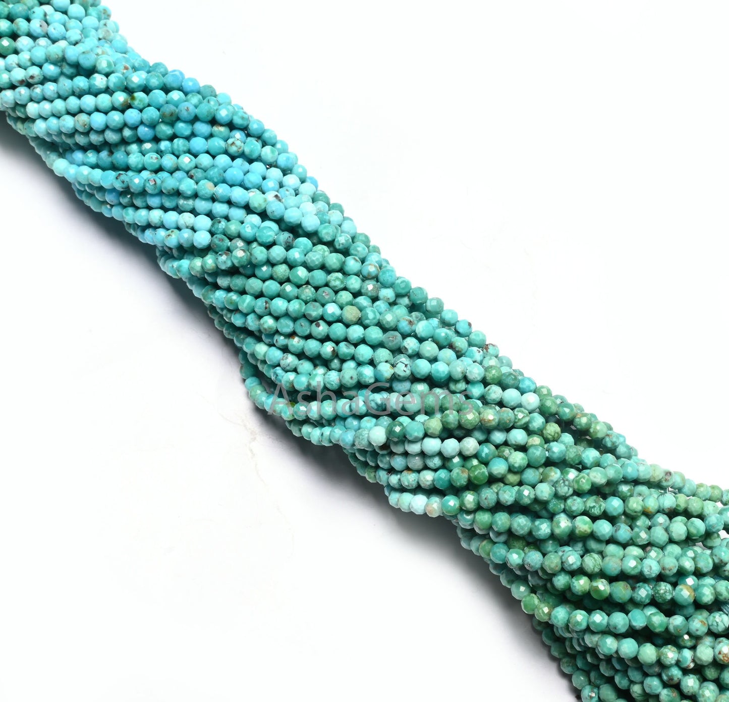3 mm Tibetan Turquoise Faceted Gemstone Beads,13" Strand Natural Tibetan Turquoise Micro Cut Rondelle Beads, Fine Shaded Blue Turquoise Bead (AG 15039 c)