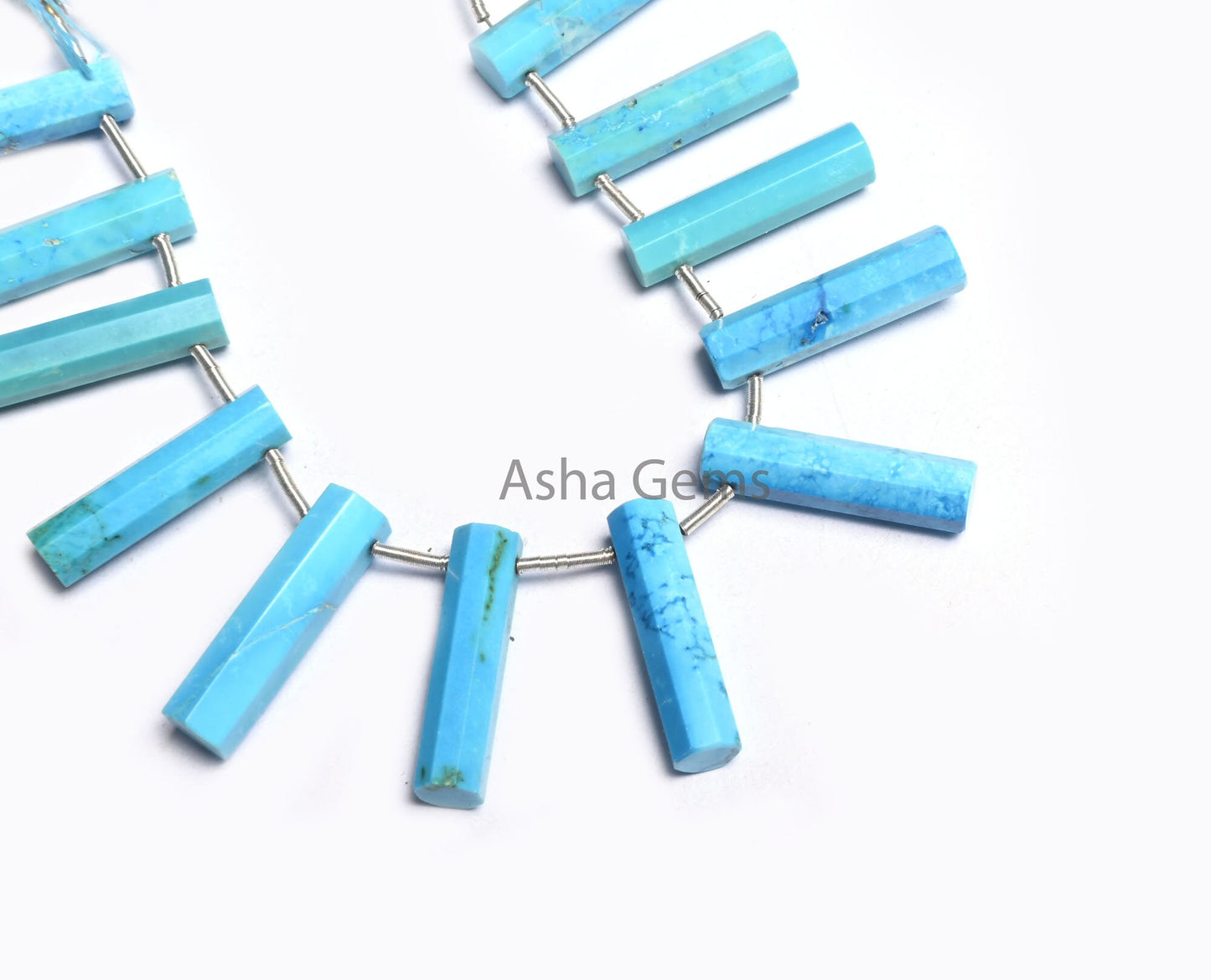 AAA Quality Blue Turquoise Howlite Faceted Long Pipe Shape Beads,5-20 mm Turquoise Fancy Side Drill Pencil Tube Gemstone Loose Beads Jewelry