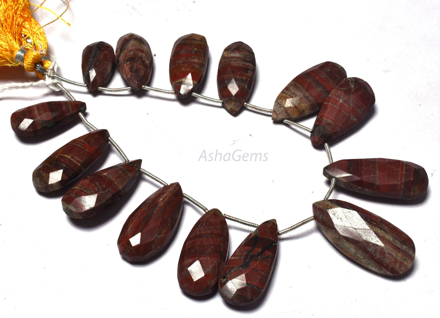 Beautiful Jasper Faceted Teardrop Beads,13 Piece Strand Shaded Red Jasper Pears Briolette Beads, Red Jasper Gemstone Bead Jewelry Craft Sale