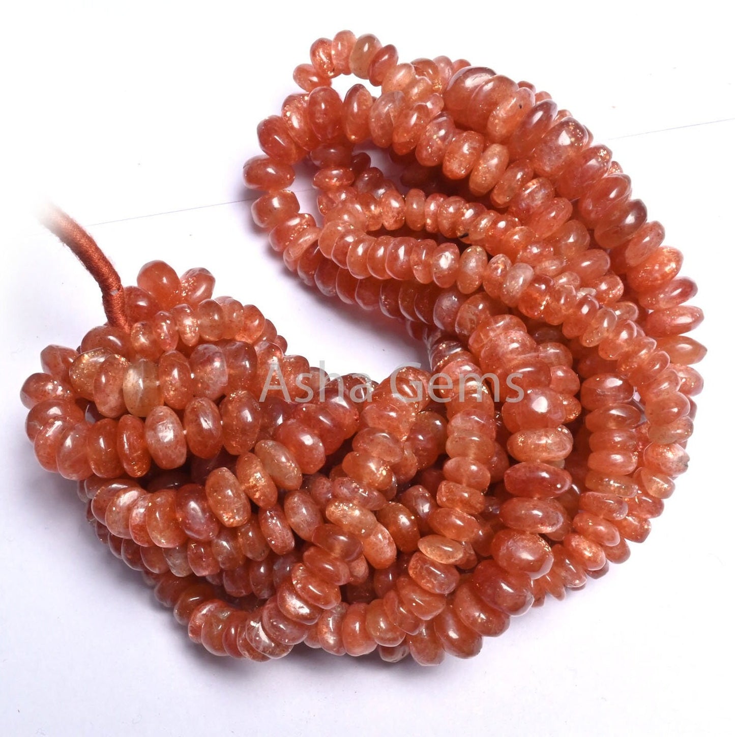 Beautiful Sunstone Smooth Rondelle Shape Beads,16"Natural Red Sunstone Rondelle Plain Gemstone Beads, Sunstone beads Jewelry Necklace Crafts