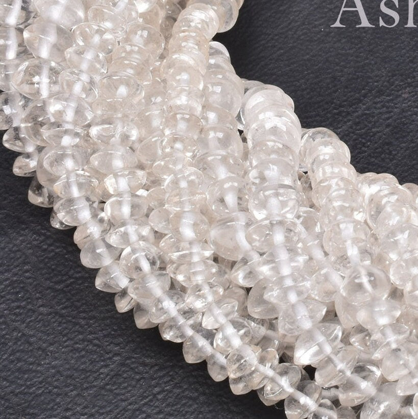 Natural Crystal Quartz Smooth Button Shape Gemstone Beads,13" Clear Crystal Plain Button, White Crystal beads handmade jewelry Crafts SALE