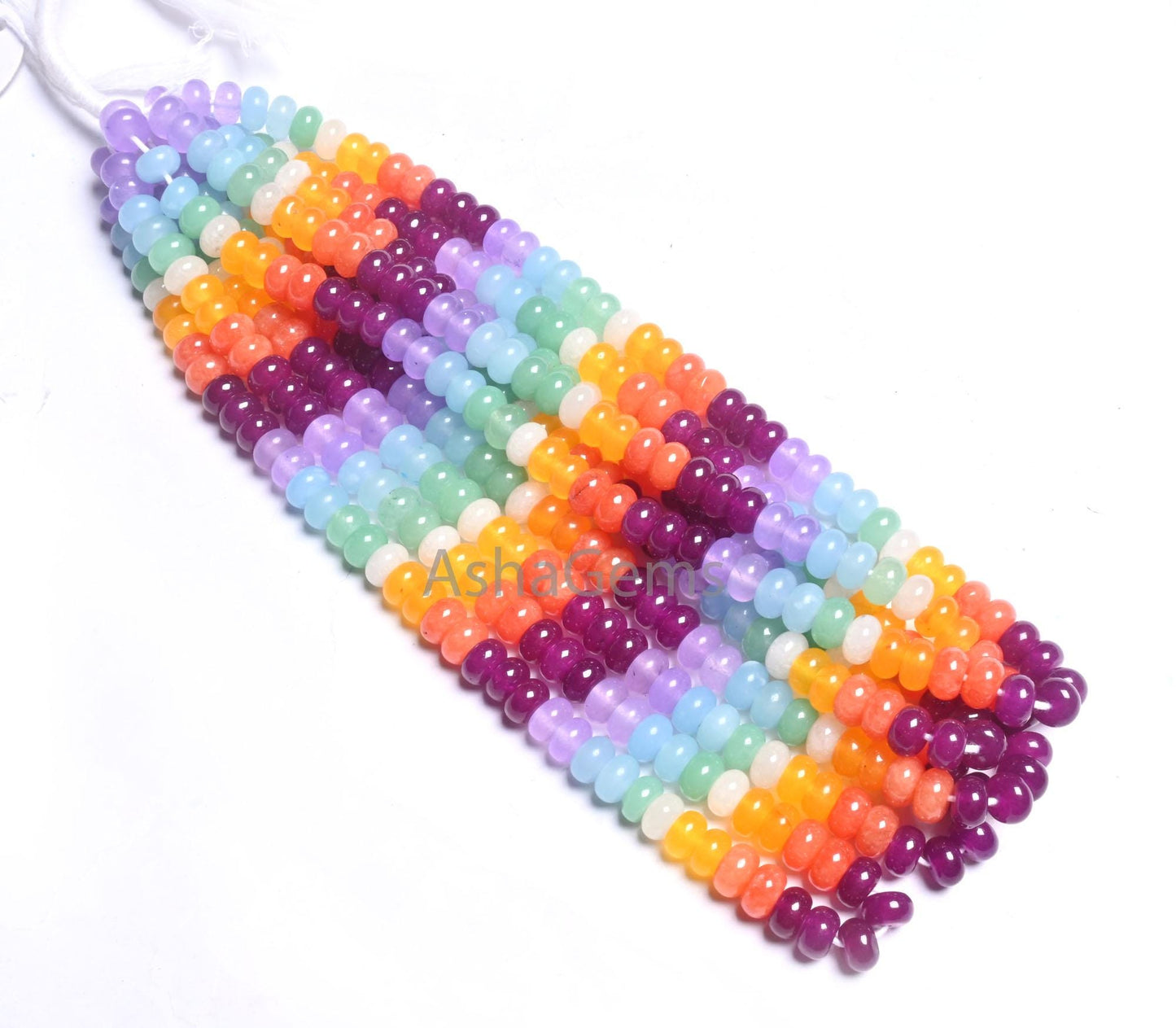 Beautiful Mix Color Quartz Smooth Rondelle Beads,8 mm Rainbow Disco Color Jade Quartz Multi Shaded Gemstone Colorful Beads Jewelry Necklace(AG 12311)