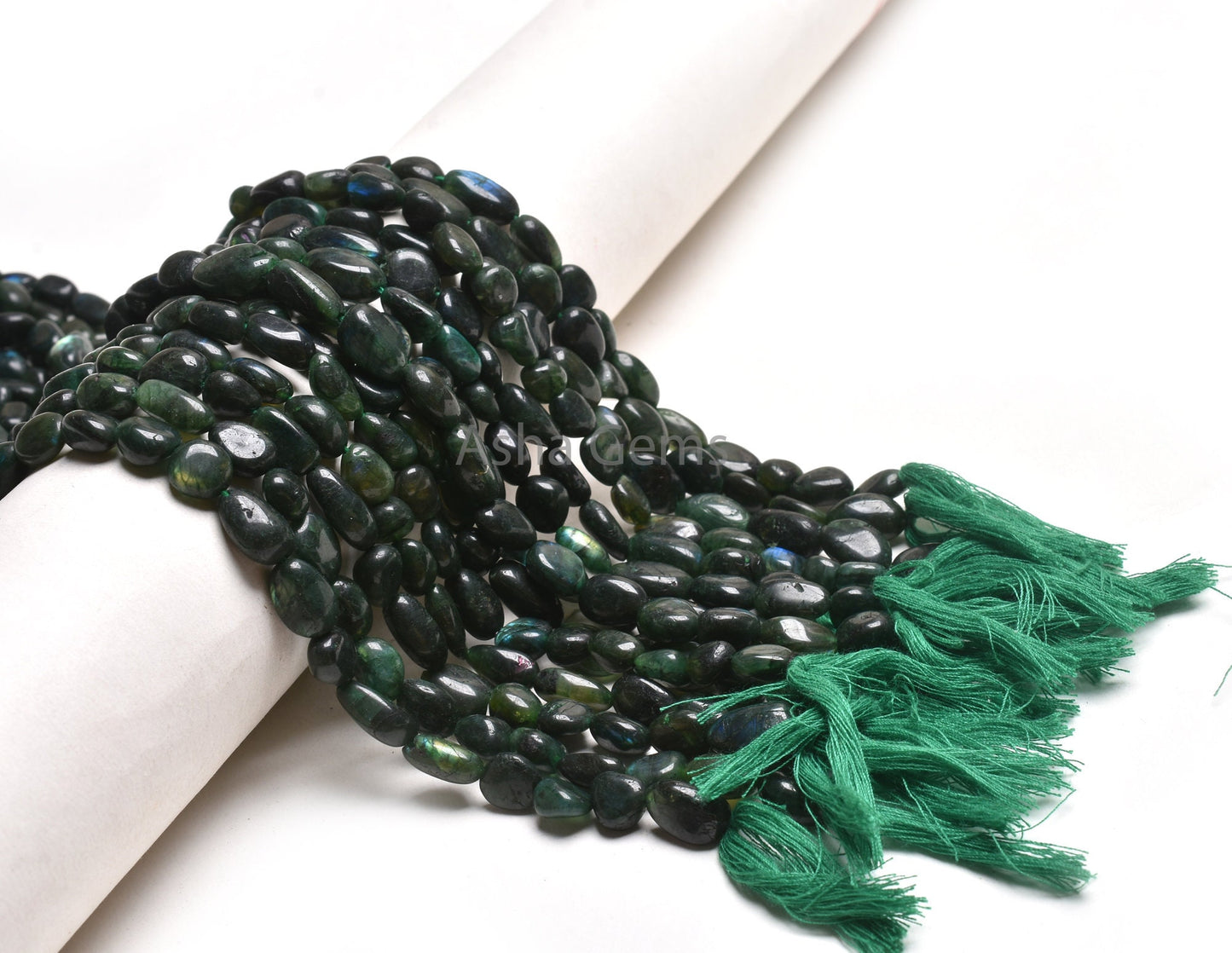 Beautiful Green Coated Labradorite Smooth Nugget Beads, Fine Labradorite Plain Handmade Uneven Tumble Straight Drill Gemstone Beads Jewelry (AG 22288)