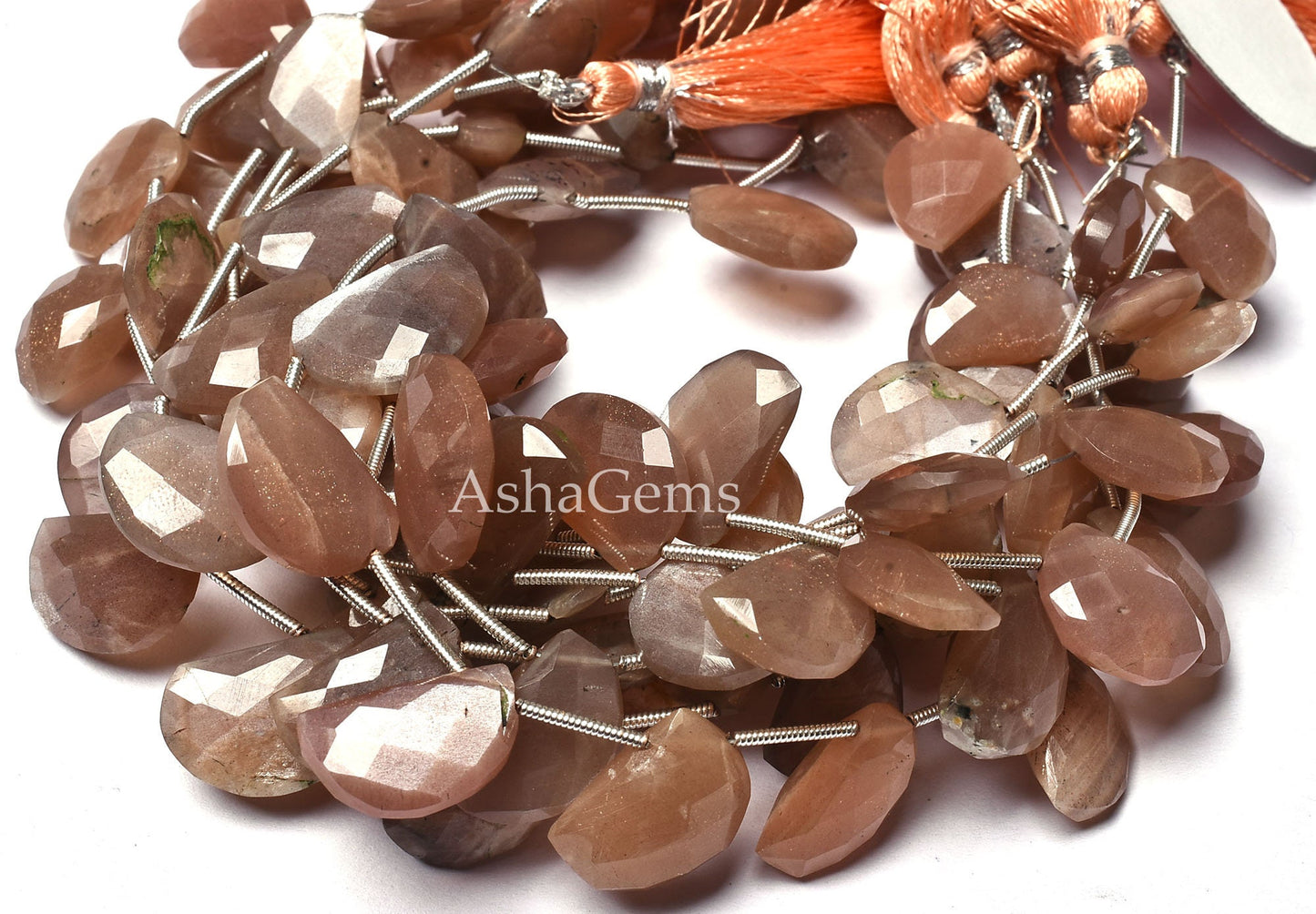 7"Strand Natural Chocolate Moonstone Beads,fancy D Shape Beads,Moonstone Faceted Beads, 10x14-10.5x15 mm Moonstone Checker Cut Bead Jewelry
