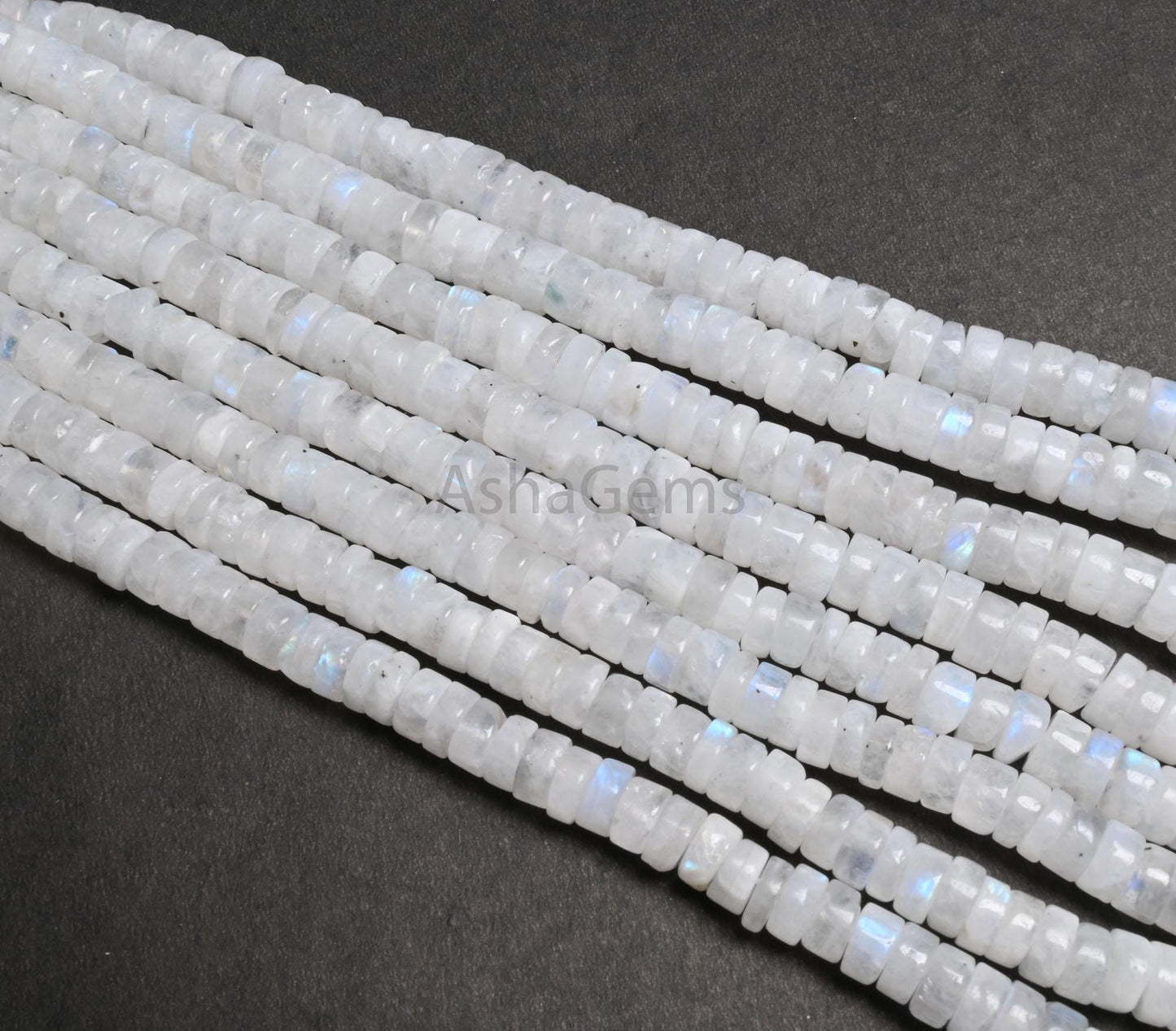 Natural Rainbow Moonstone Smooth Tyre Shape Gemstone Beads, Blue Fire Rainbow Moonstone Wheel Handmade White Rainbow Bead Jewelry Craft SALE