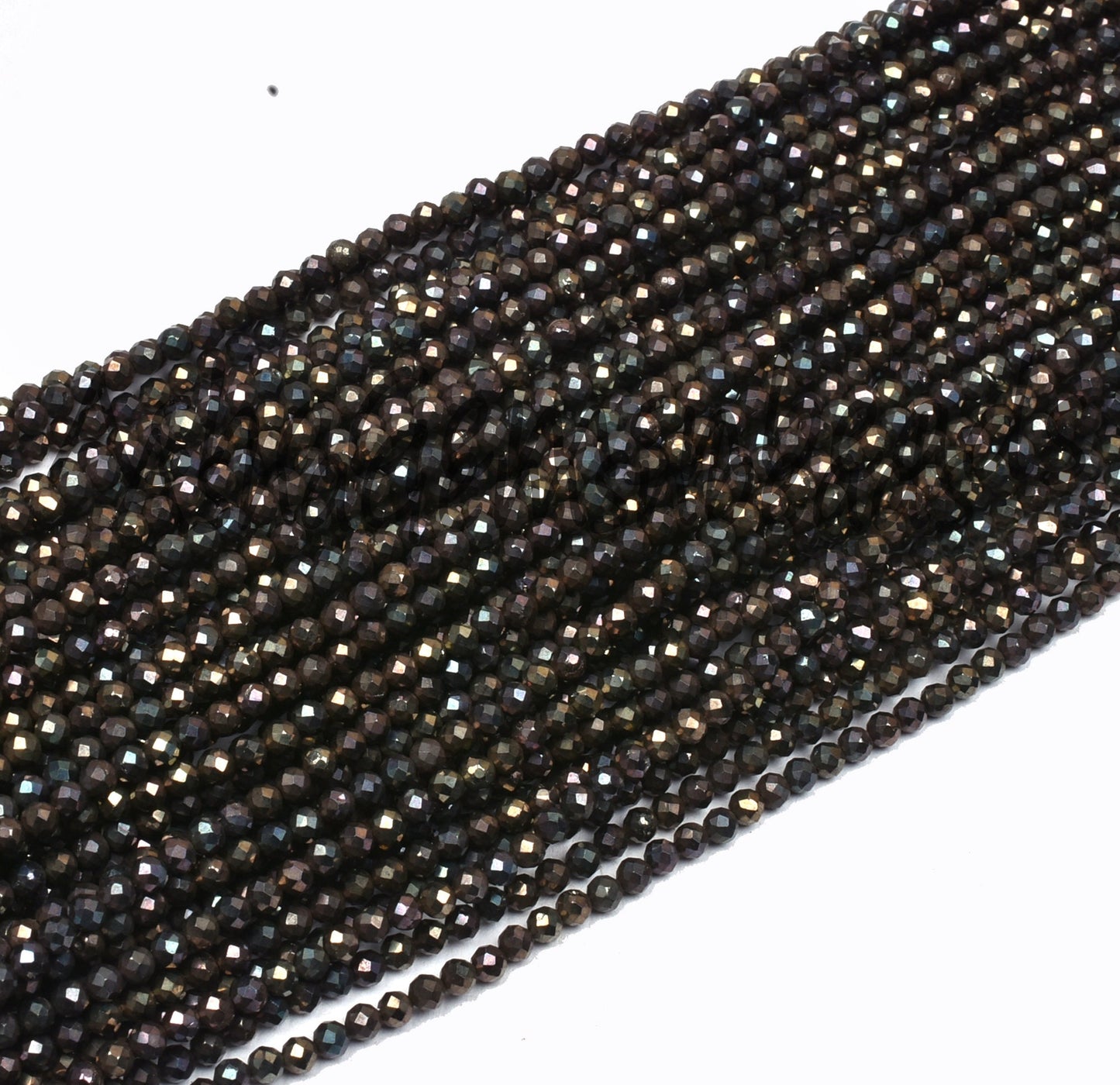 AAA Natural Black Spinal Copper Mystic Coated Micro Cut Beads,2.5mm Spinel Machine Cut Faceted Rondelle Beads, Spinel Tiny Bead Jewelry SALE