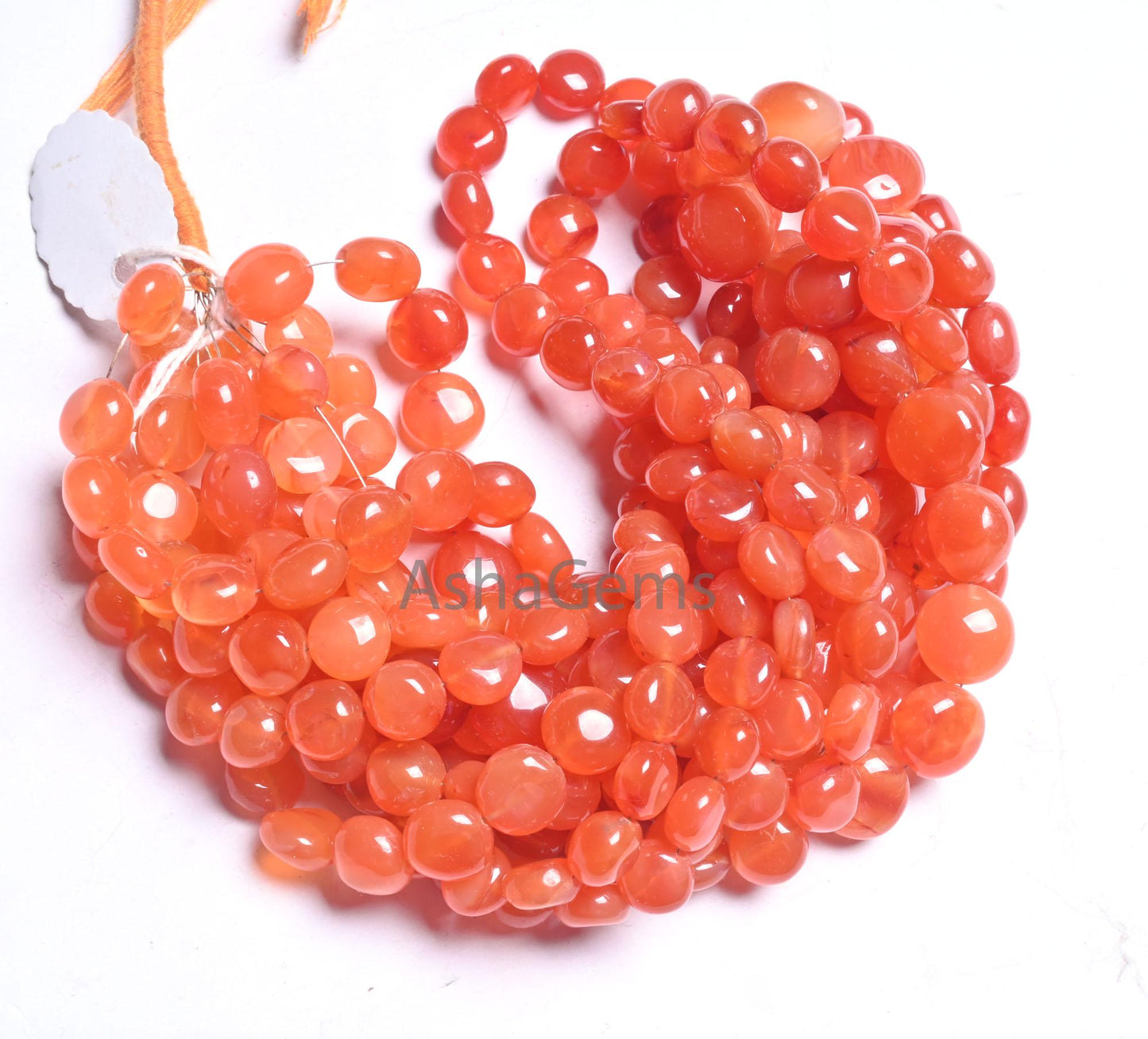 Fine Quality Carnelian fancy puff Coin Gemstone Beads, Natural Red Orange Carnelian Smooth Coin handmade Cornelian Bead Jewelry Making Craft