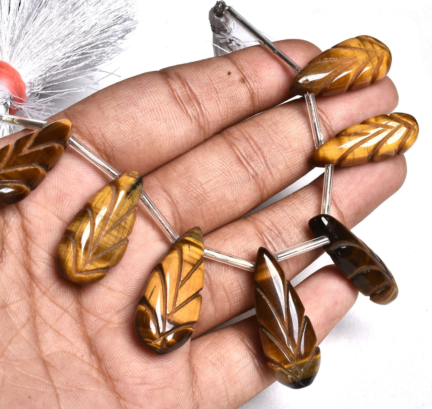 Natural Tiger Eye Carve Pears Shape Beads, Beautiful Brown Tiger Eye Carved Teardrop Beads, Gemstone Fancy Carving Beads For Jewelry Makings