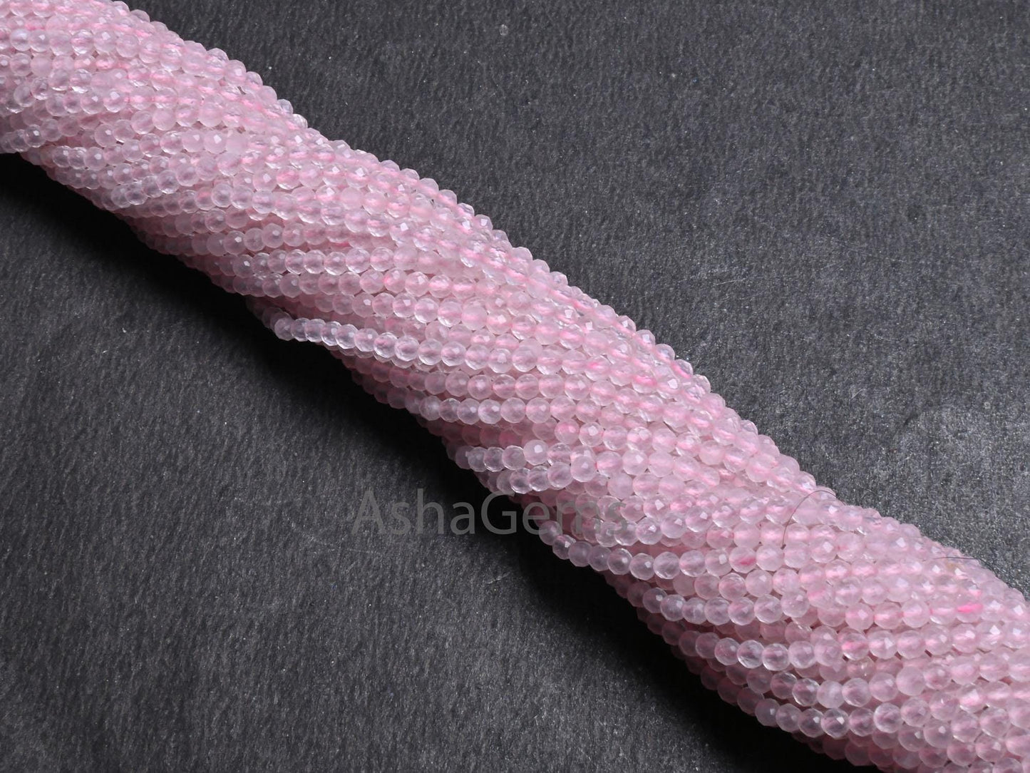 2.50 mm Pretty Pink Rose Quartz Micro Faceted Gemstone Beads, Natural Rose Quartz Machine Cut Rondelle Tiny quartz beads Jewelry Crafts SALE