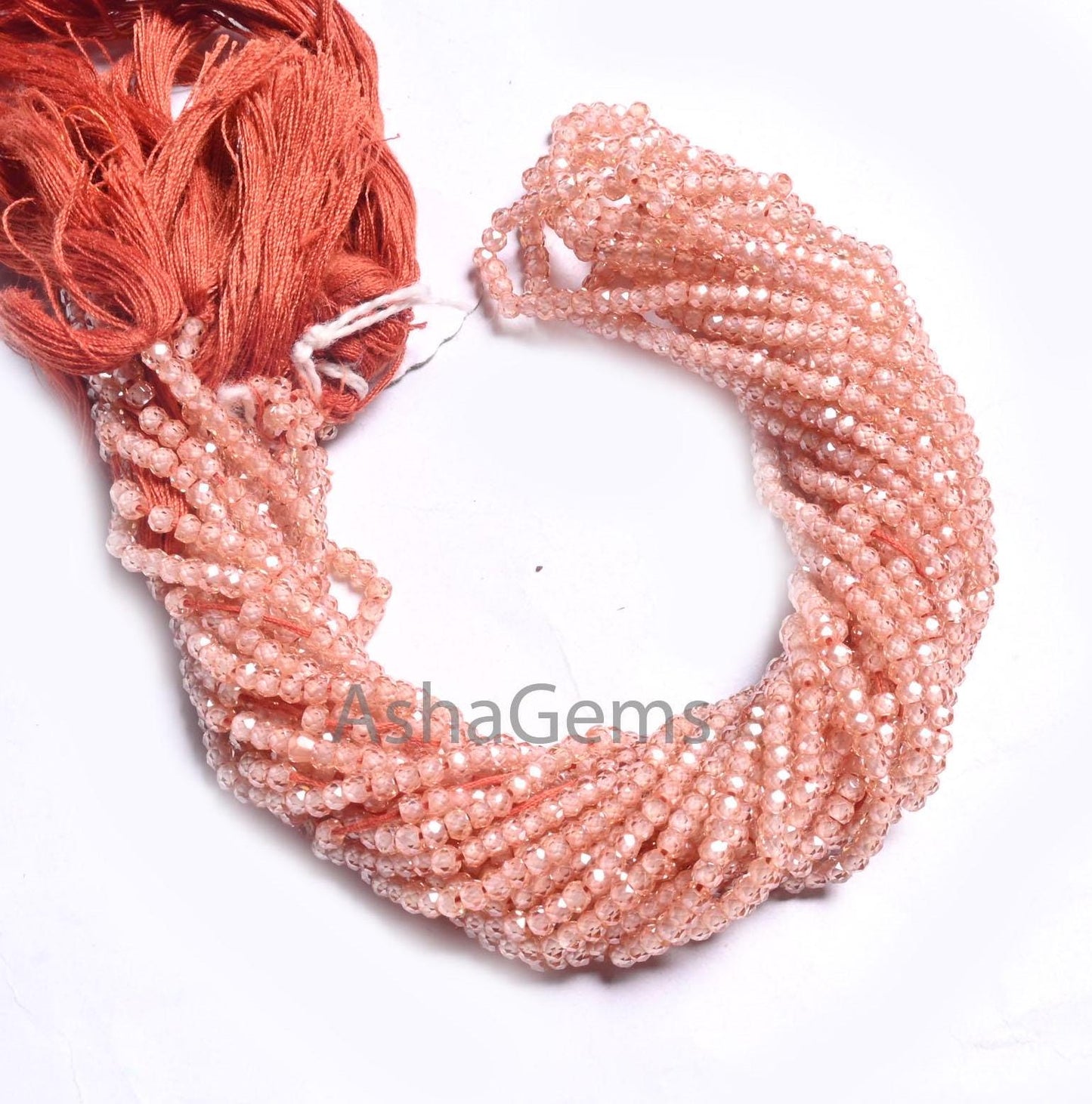 Beautiful Light Imperial Brown Zircon Micro Cut Rondelle Beads,13" AAA Quality Cubic Zircon Faceted Machine Cut Gemstone Beads Jewelry Craft