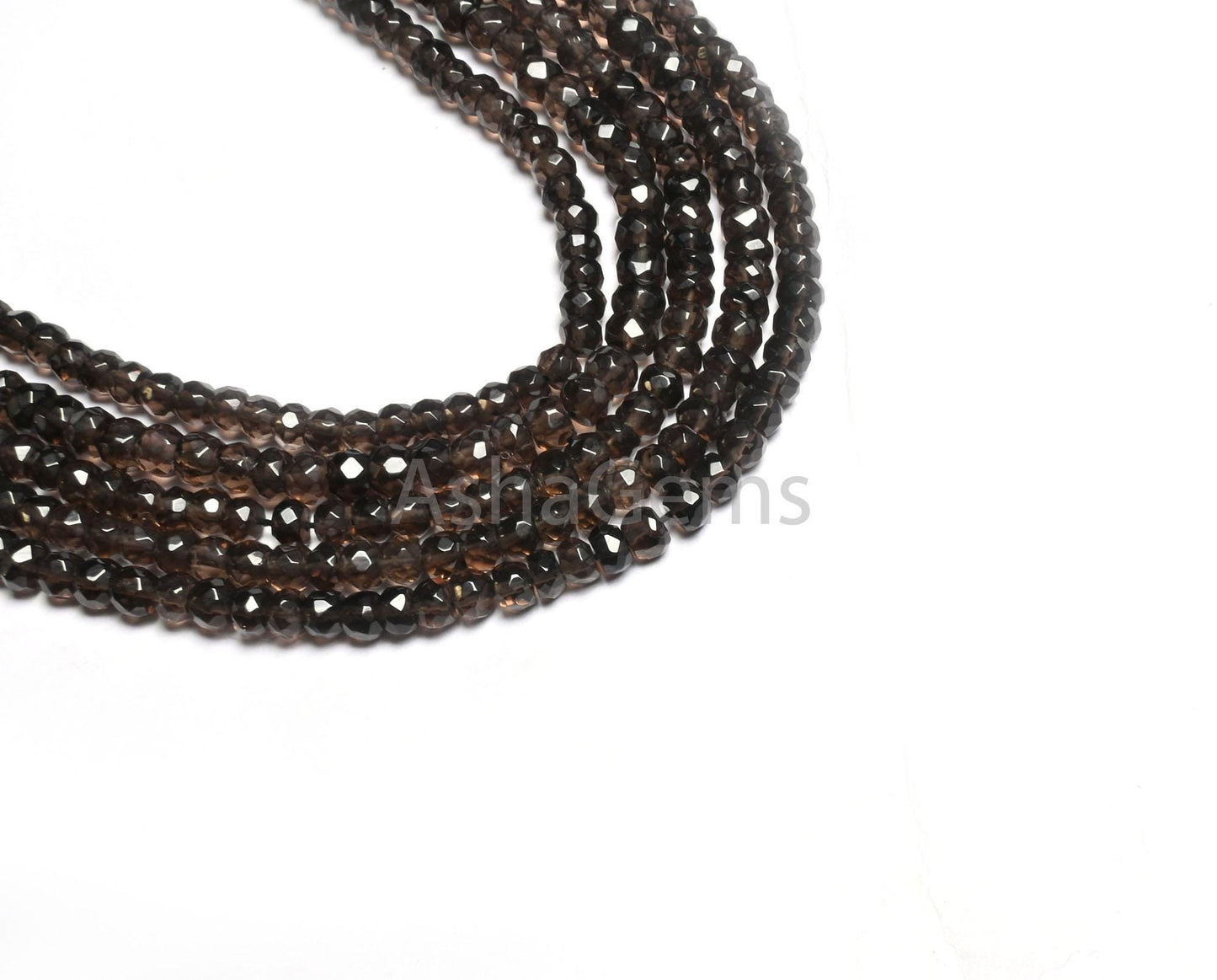 13" strand Smoky Quartz Faceted rondelle Beads, natural Black Smoky Machine Cut Beads Gemstone smoky bead For Necklace Jewelry Making Craft