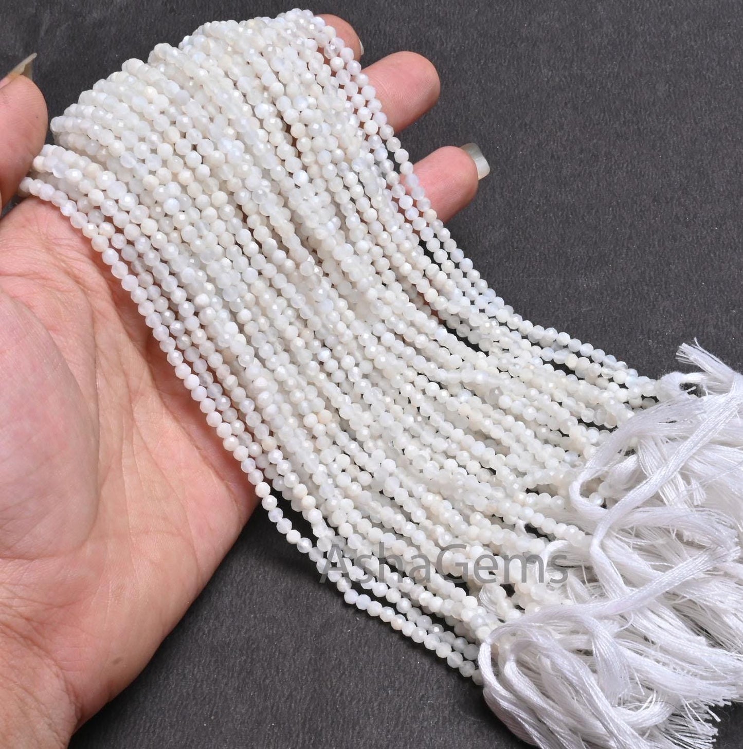 3.1 mm AAA Quality White Moonstone Faceted Rondelle Micro cut Beads,12.5" Natural Moonstone Machine Cut Gemstone Bead Necklace Jewelry Craft