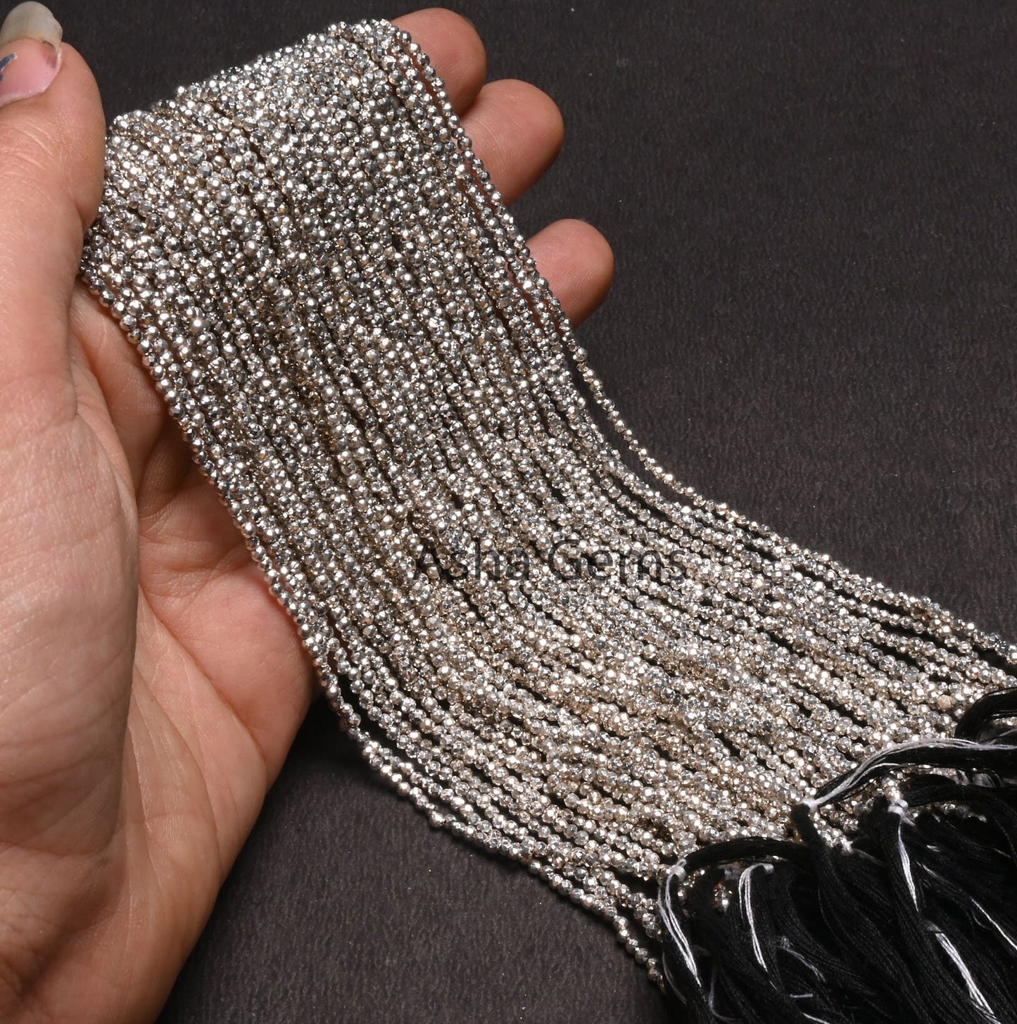 2 mm Beautiful Silver Pyrite Micro Cut Gemstone Loose Beads, Natural Pyrite Faceted Machine Cut Rondelle Shape Beads,13" Pyrite Bead Jewelry