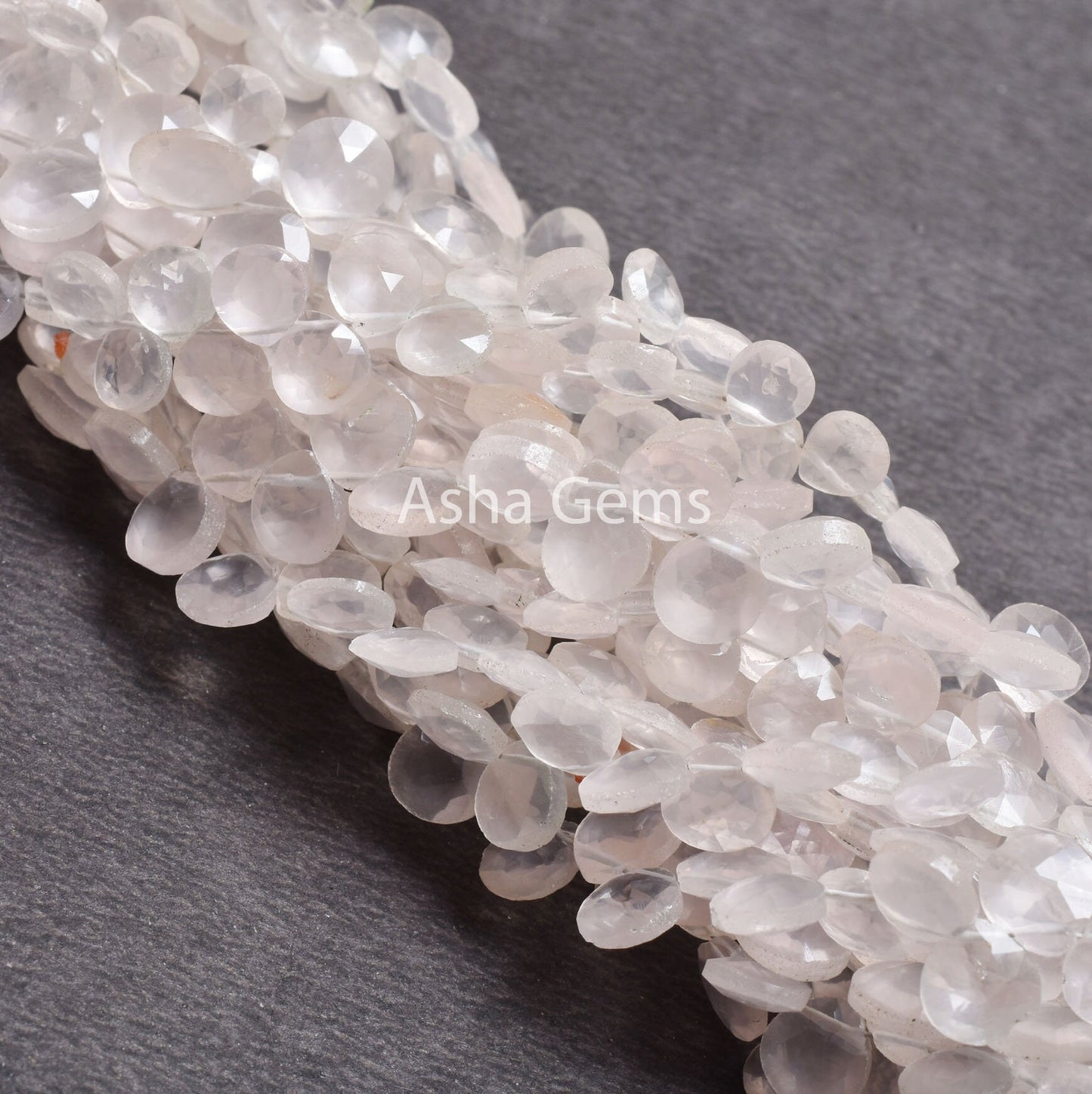 Natural Rose Quartz Heart Faceted Gemstone Beads, Fine Quality Pink Rose Quartz Heart Briolette Side Drill Beads,7" Rose Quartz Bead Jewelry