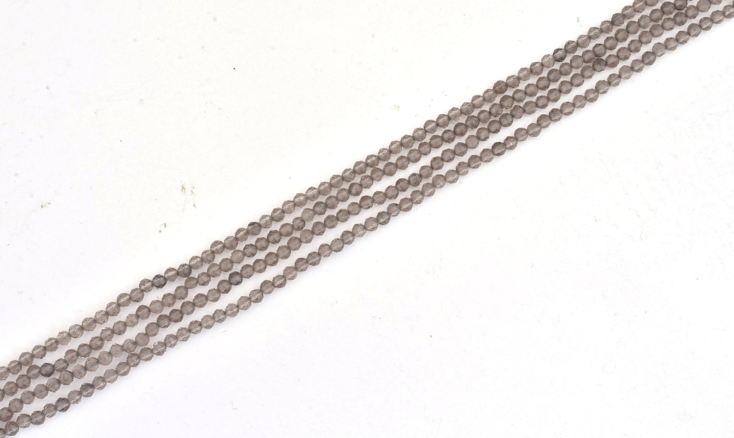 2.5 mm Beautiful Smoky Quartz Machine Cut Faceted Rondelle Beads, Natural Grey Smoky Micro Cut Gemstone Beads, Smoky Bead Jewelry Craft SALE