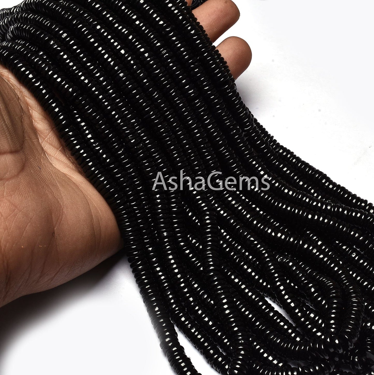 AAA Natural Black Spinel Smooth Tyre Shape Heishi Gemstone Beads,Spinel Smooth Tyre,Heishi Beads,Spinal Loose Beads Jewelry Making Crafts