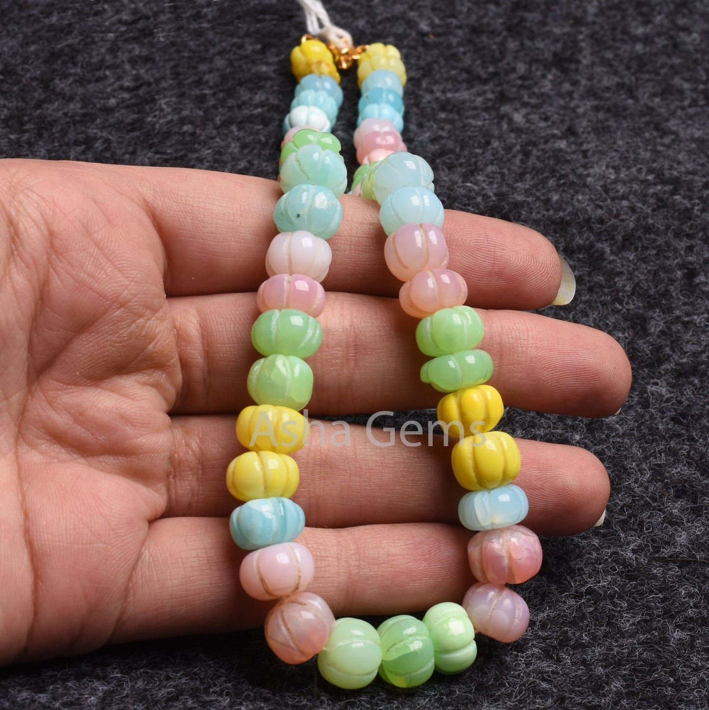 Beautiful Multi color Opal carved Pumpkin Beads necklace,8.5-11 mm Disco Multi Rainbow Opal Carving Watermelon Gemstone Bead Opal Necklace