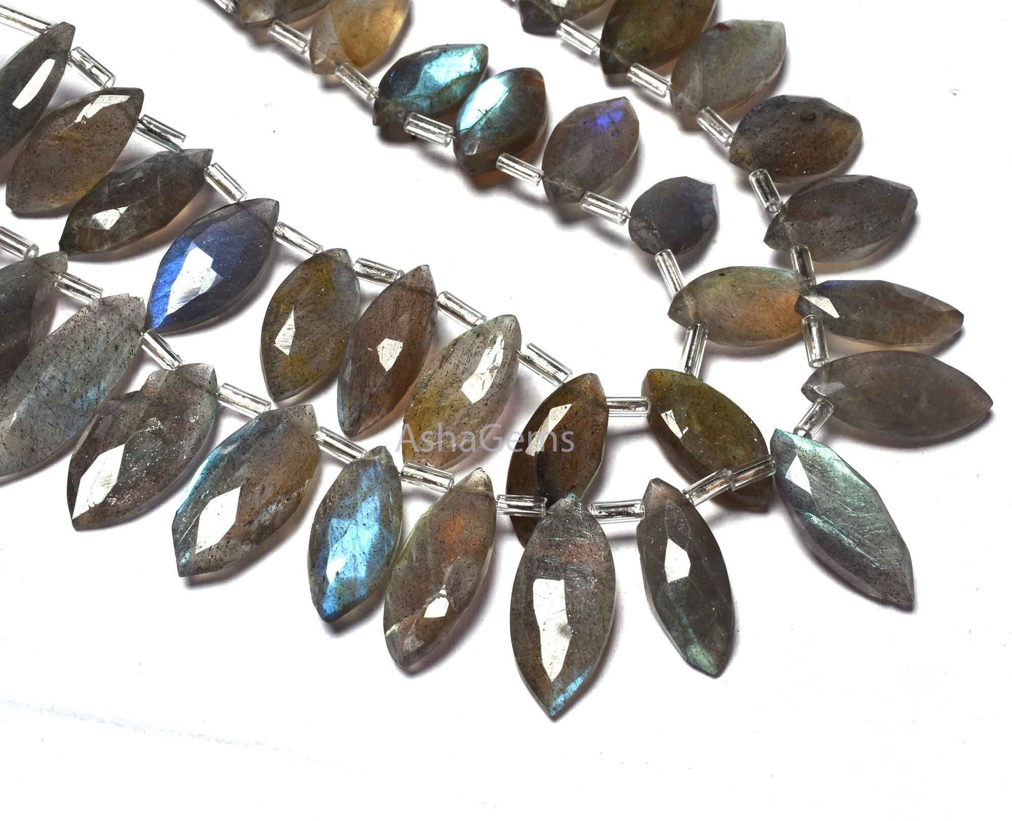 labradorite Faceted Marquise Shape Beads,6" Strand Labradorite Side Drill Beads, Natural Multi Fire Black Rainbow Marquise Briolette Beads
