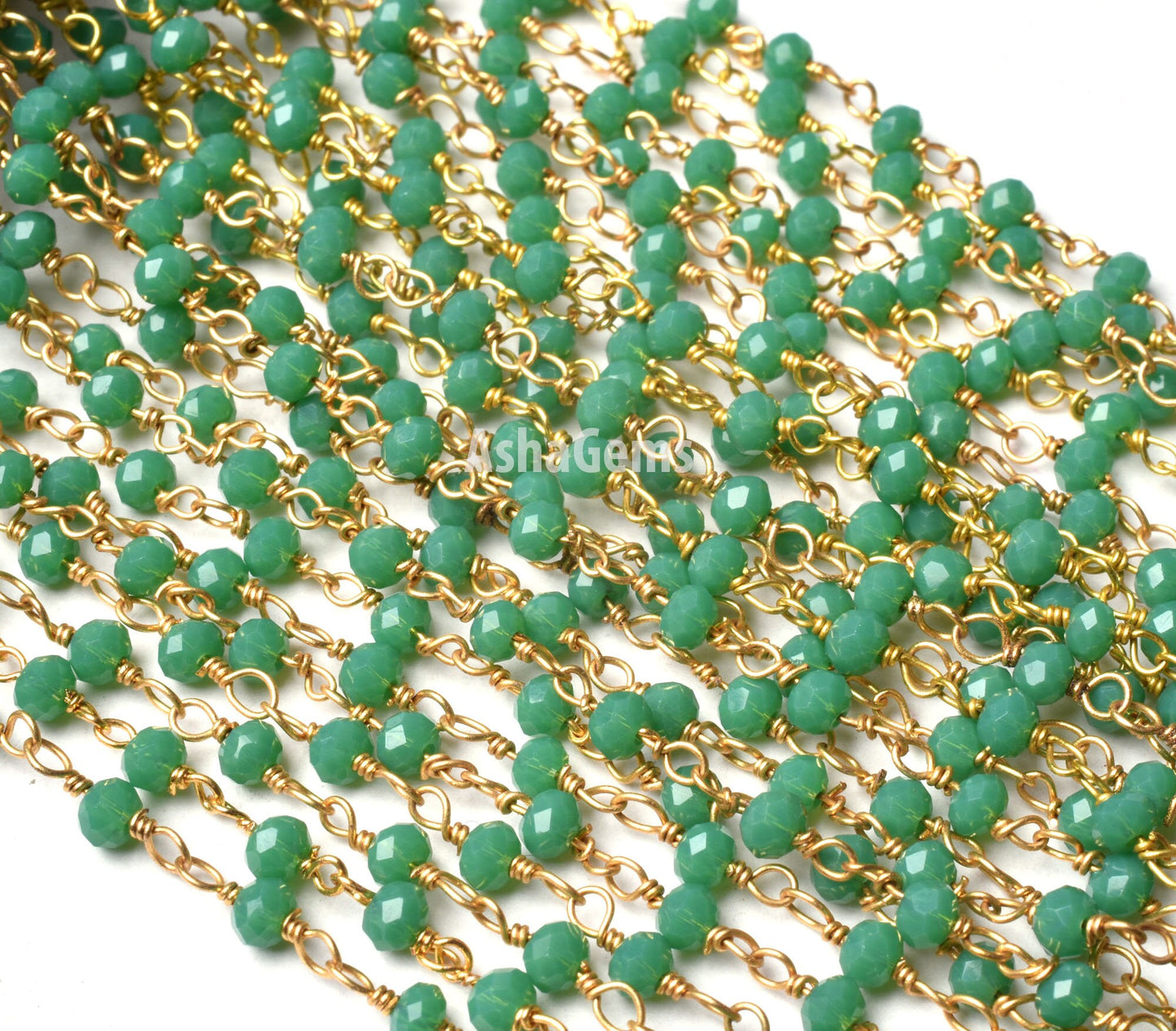 Beautiful Green Quartz Hydro Faceted Rondelle Beaded 3-3.5 mm Rosary Chain Gold Plated Roll Wire Wrap jewelry Making Craft Beads Chains SALE