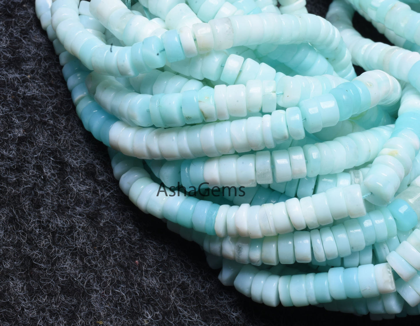 AAA Peruvian Opal Smooth Round Tyre Gemstone Heishi Beads,6mm Shaded Sky Blue Opal Plain Handmade Beads,8/16" Strand Opal Jewelry Craft Sale
