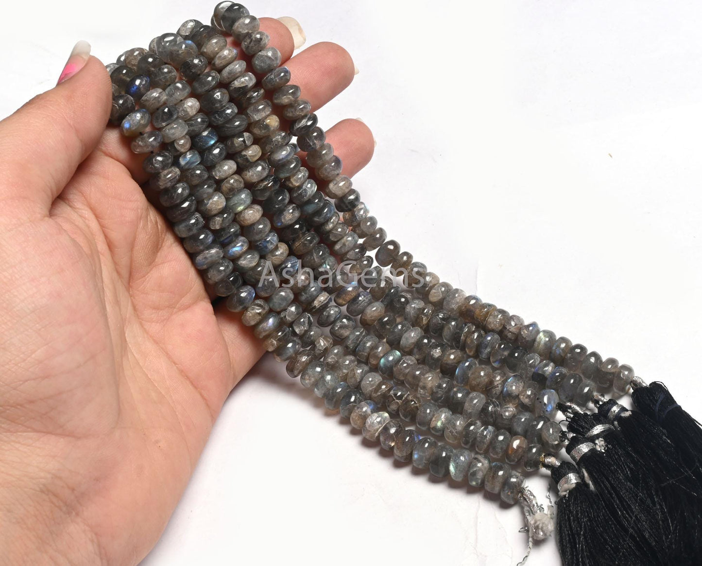 Natural Fire Labradorite Smooth Rondele handmade Beads,9" Strand Black Rainbow Bead Flashy Labradorite Gemstone Rondelle Beads Jewelry Craft