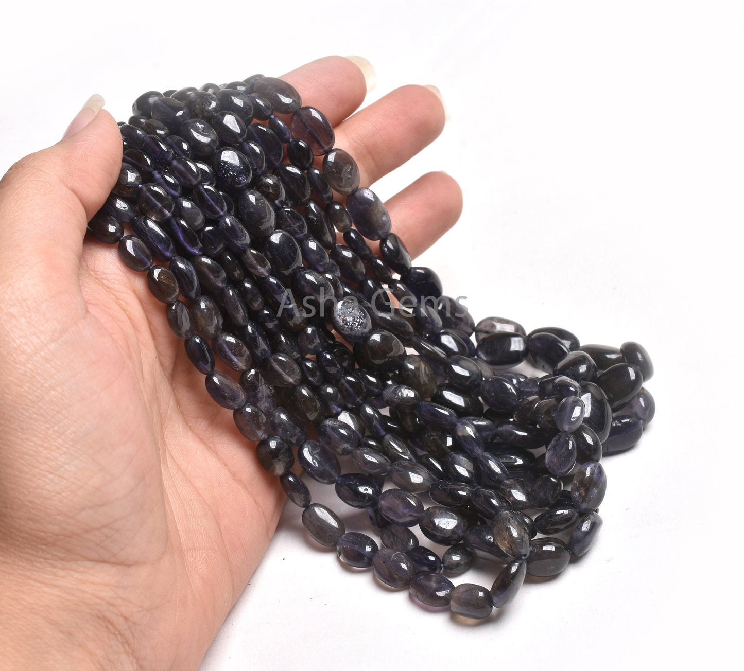 Natural Blue Iolite Smooth Oval Shape Beads,16" Strand Iolite Plain Handmade Oval Straight Drill Gemstone Iolite Beads Jewelry Crafts SALE