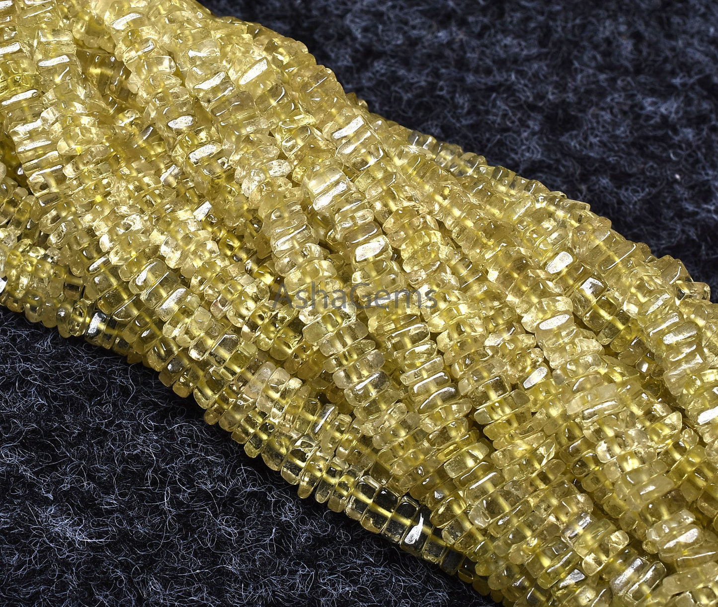 Beautiful Yellow Lemon Quartz Smooth Square Shape Beads, Lemon Heishi Square Plain Beads, Lemon Smooth Flat Beads ,Handmade Loose Gemstone