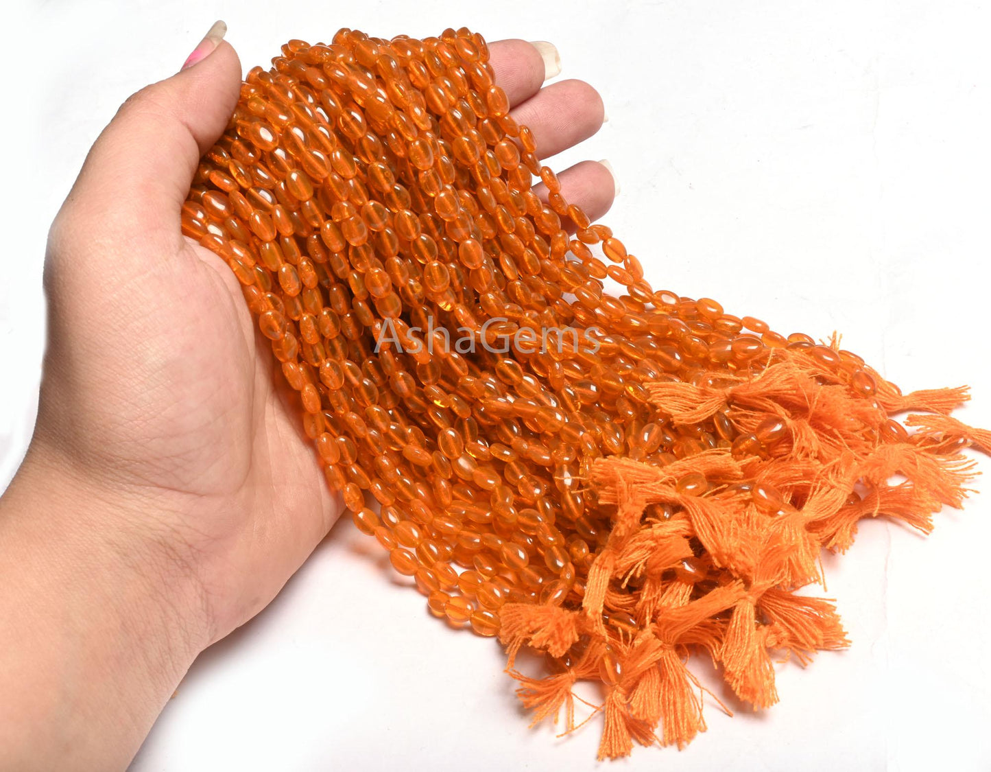 Beautiful Fanta Orange Color Hydro Smooth Oval Shape Beads, 5.5-7 mm Pine Orange Quartz Hydro Plain Handmade Oval Loose Beads Jewelry Crafts