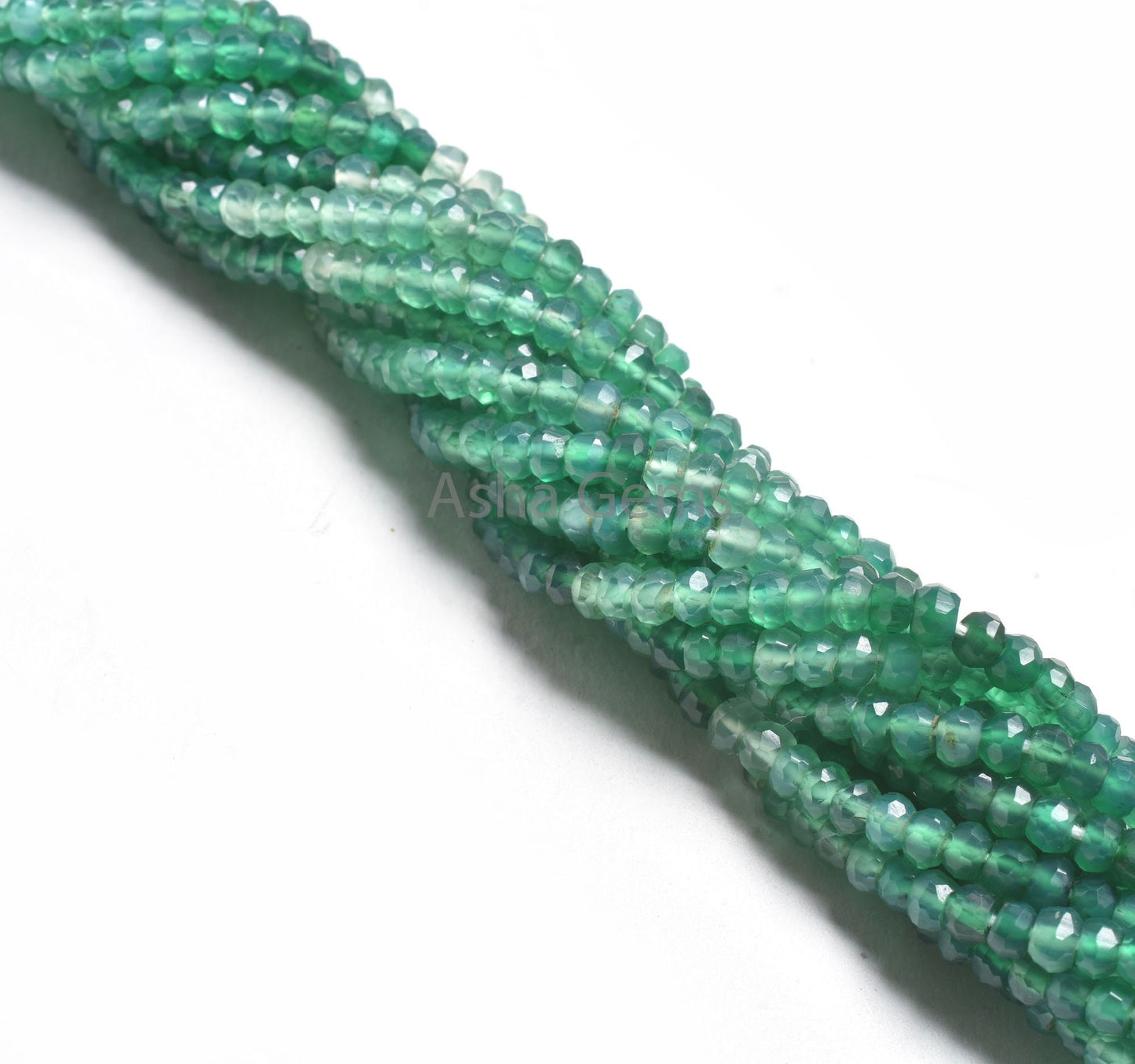 3.5 mm AAA Quality Shaded Green Onyx Faceted Rondelle Beads, Green Onyx Indian Machine Cut Gemstone Beads, Onyx Beads Jewelry Making Crafts