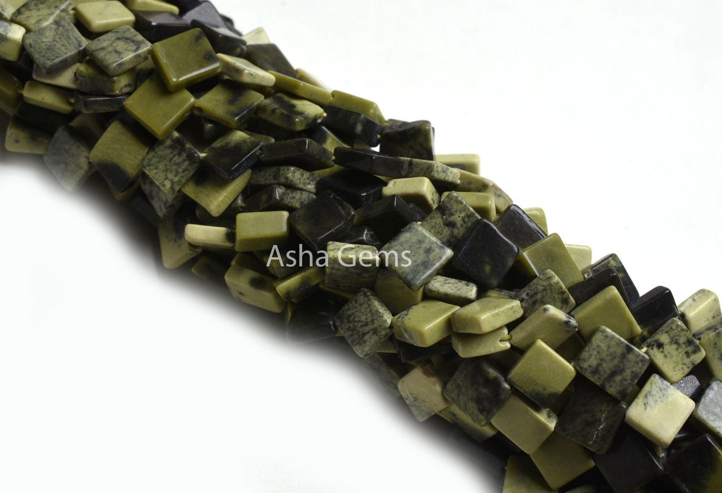 Natural Jasper Fancy Kite Shape Smooth Gemstone Beads,13" Shaded Green Black Jasper Square Side Drill handmade Jasper Beads Jewelry Crafts